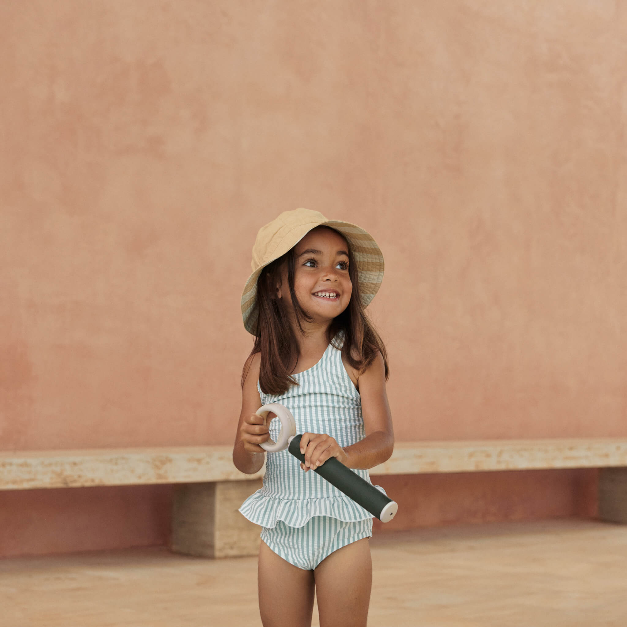 Amelia Reversible Sun Hat - Safari/ Sandy Stripe (Various sizes)