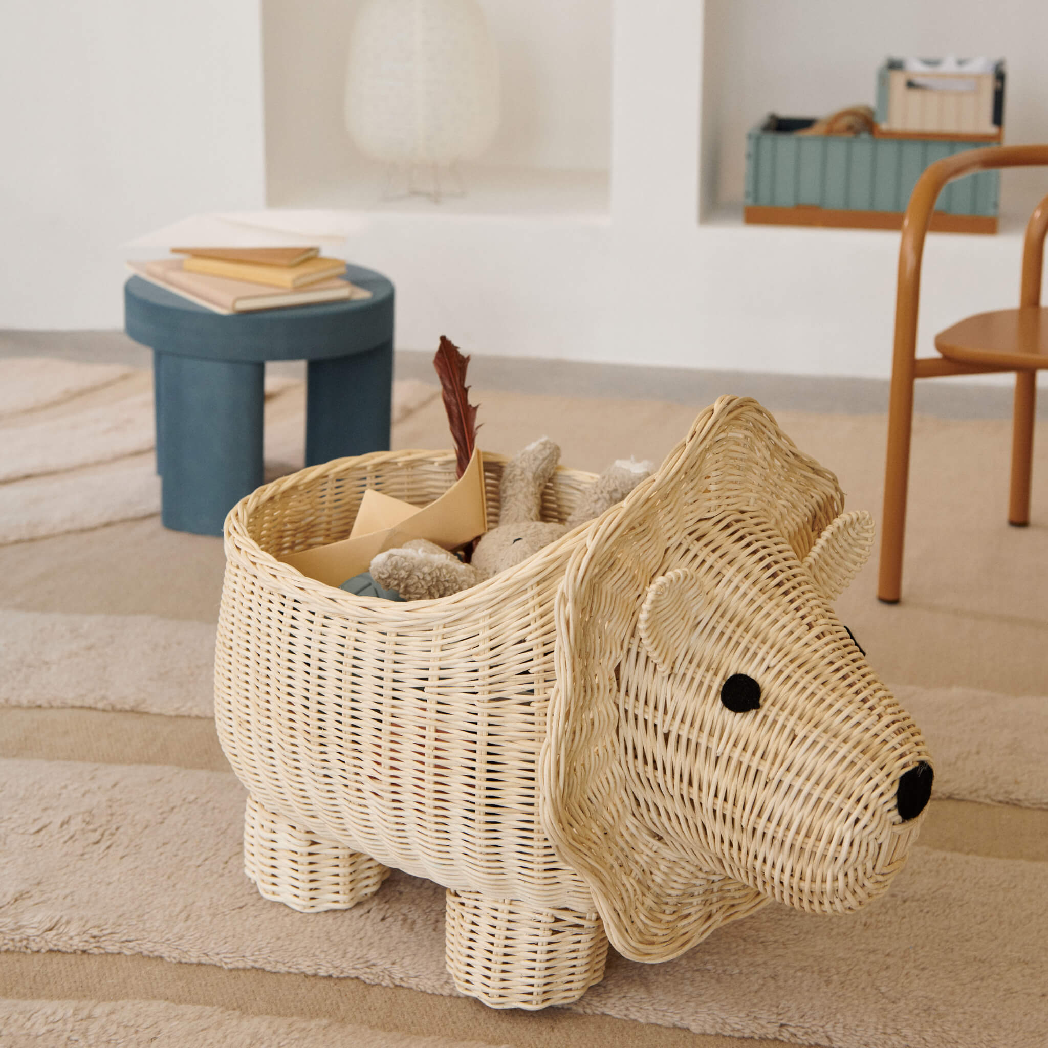 Liewood Anya Rattan Storage Basket, Lion,