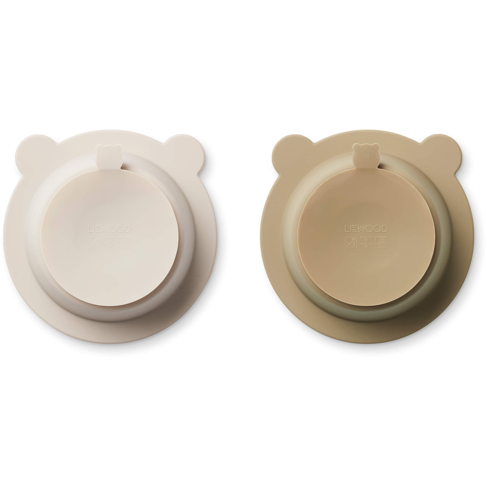 Liewood Peony Suction Bowl - Sandy/ Oat (2 Pack)
