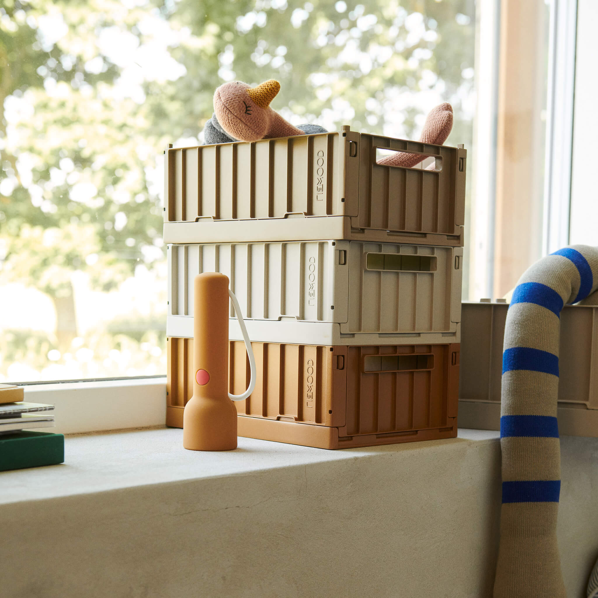 Weston Storage Folding Box - Whale Blue - Medium (2 pack)