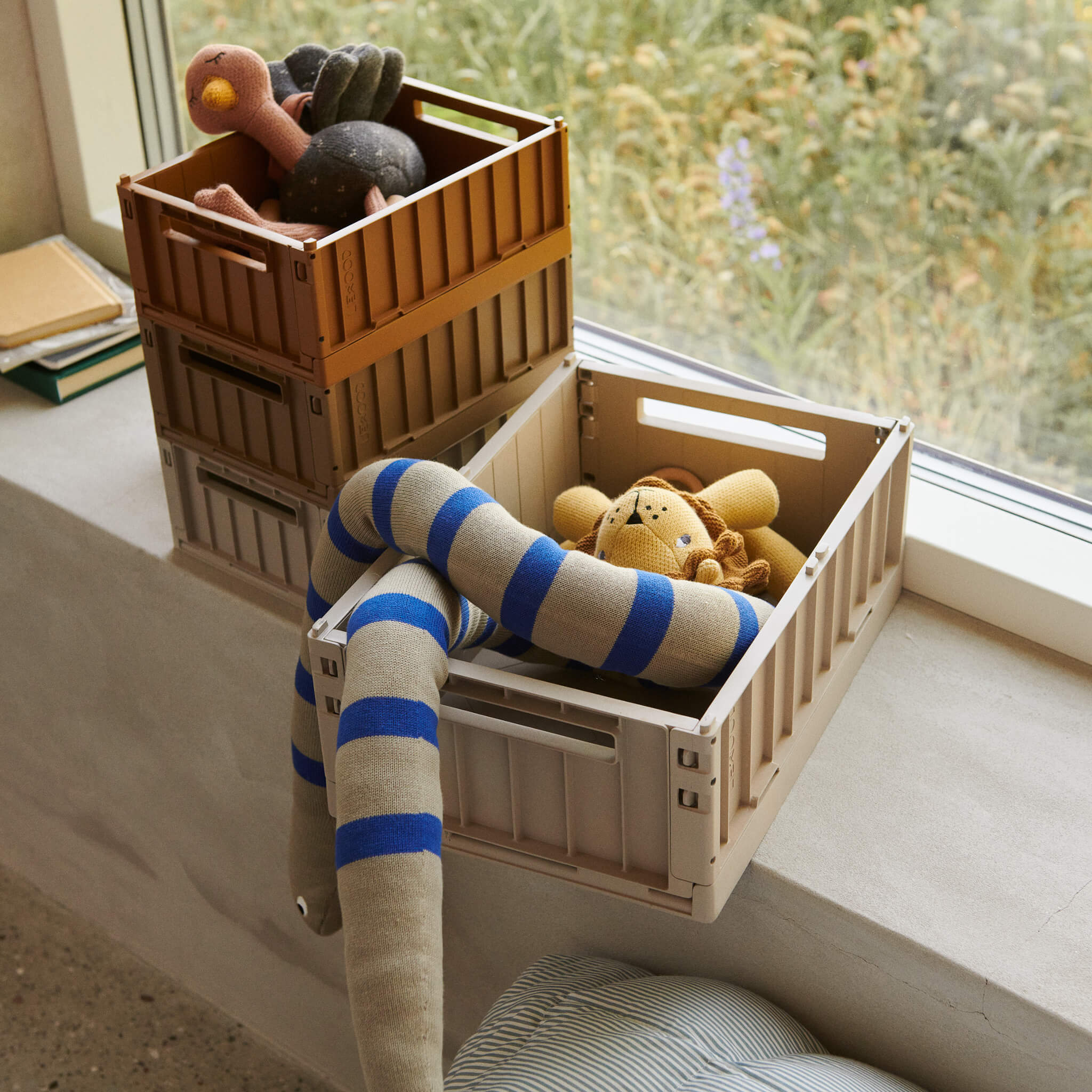 Weston Storage Folding Box - Whale Blue - Medium (2 pack)