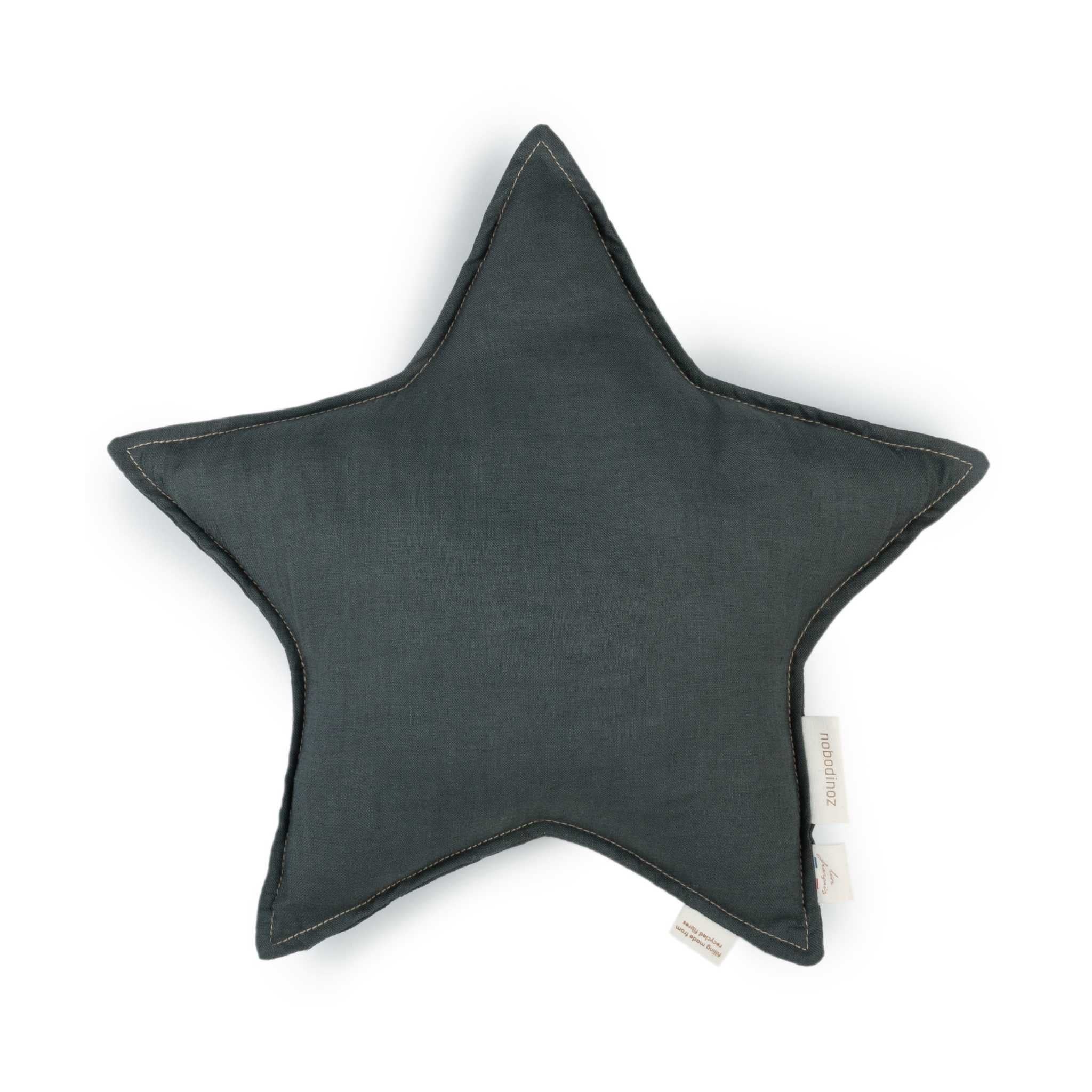 Nobodinoz Lin Francais Star Cushion in Slate Grey