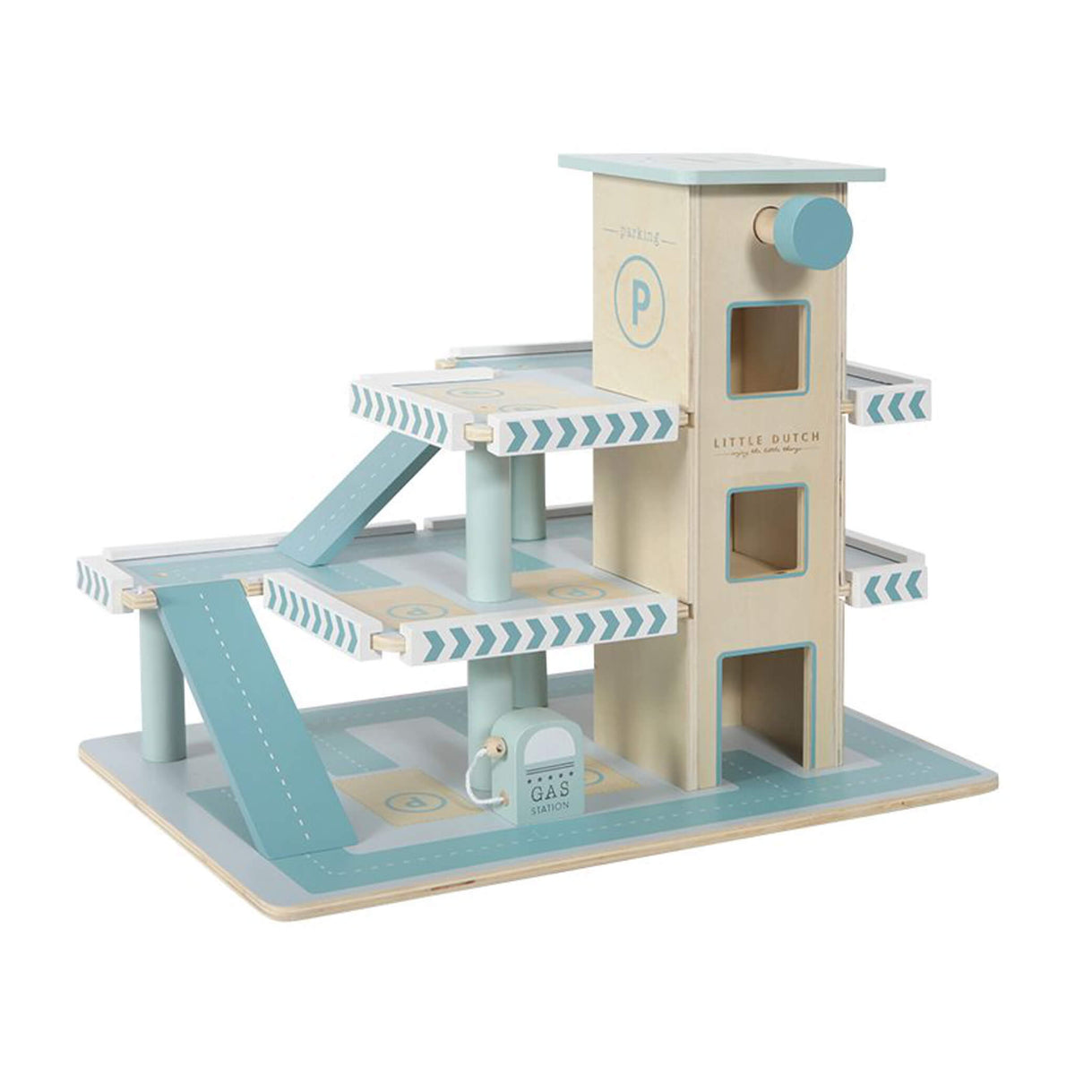 Blue Wooden Car Garage