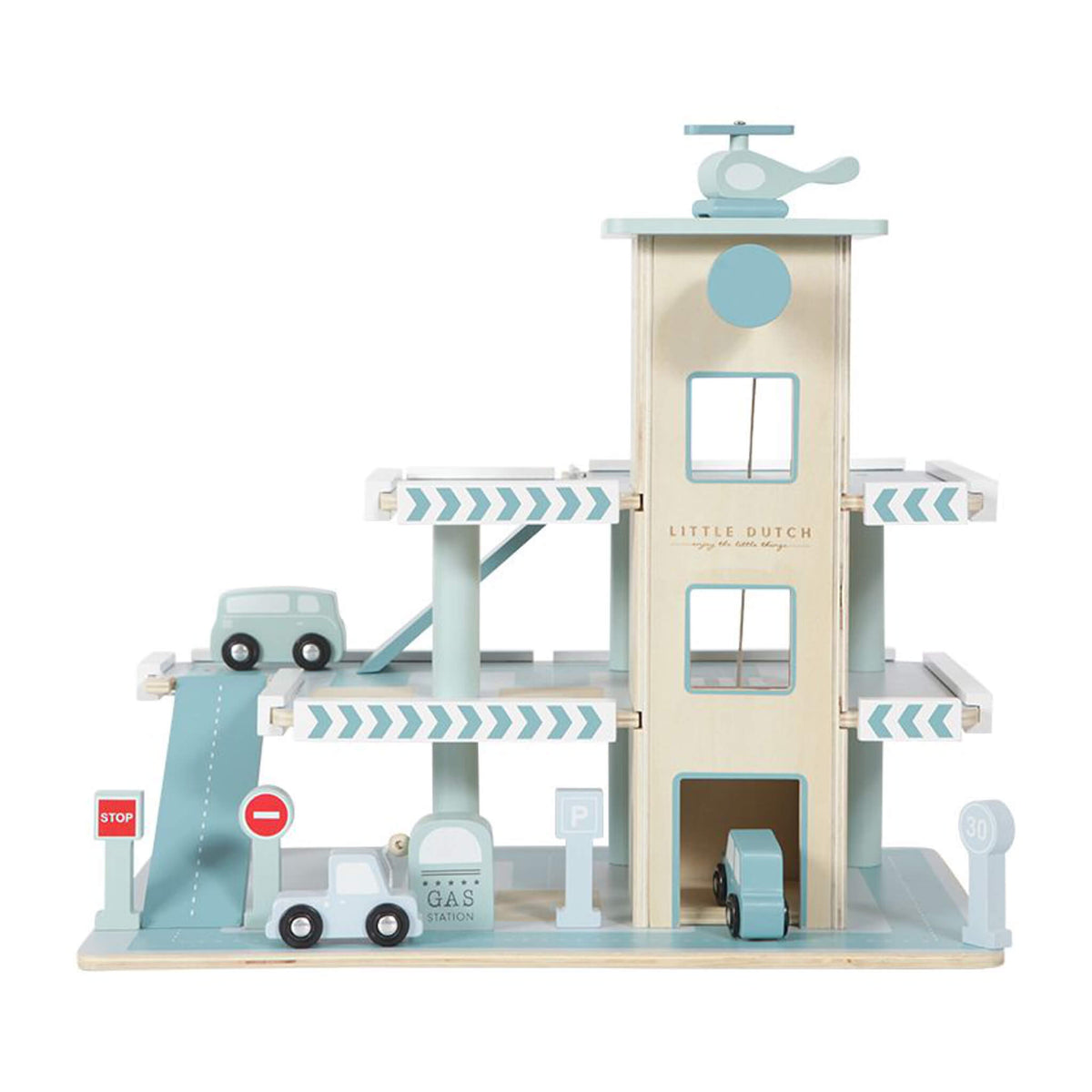 Blue Wooden Car Garage