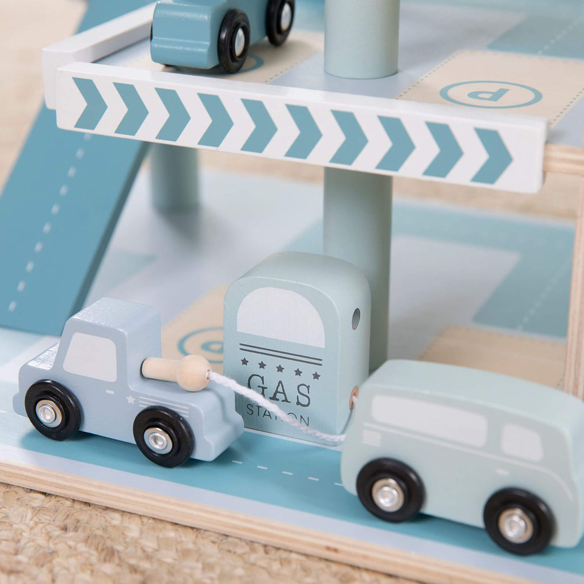 Blue Wooden Car Garage