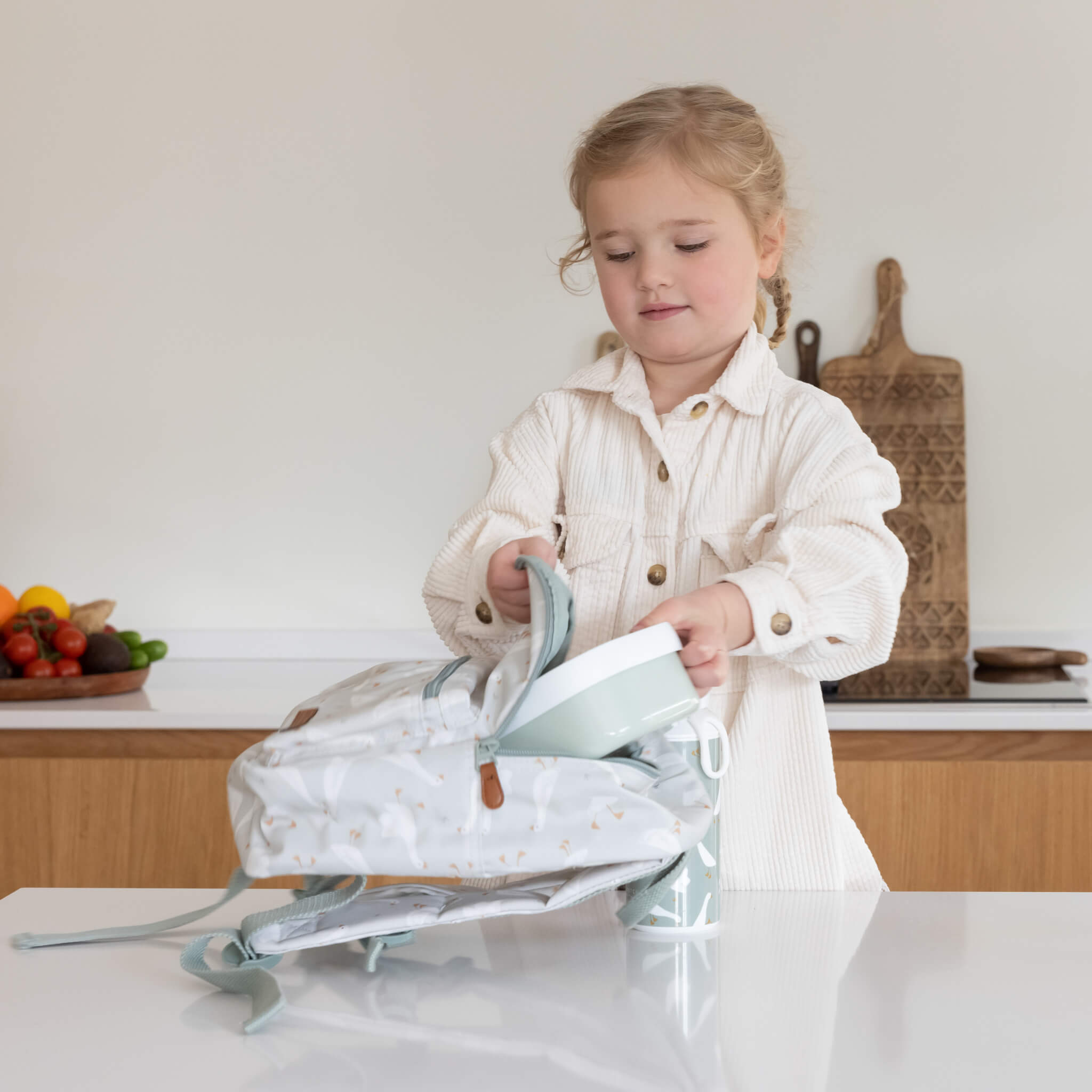 Girl with Little Dutch Lunchbox in Little Goose Design