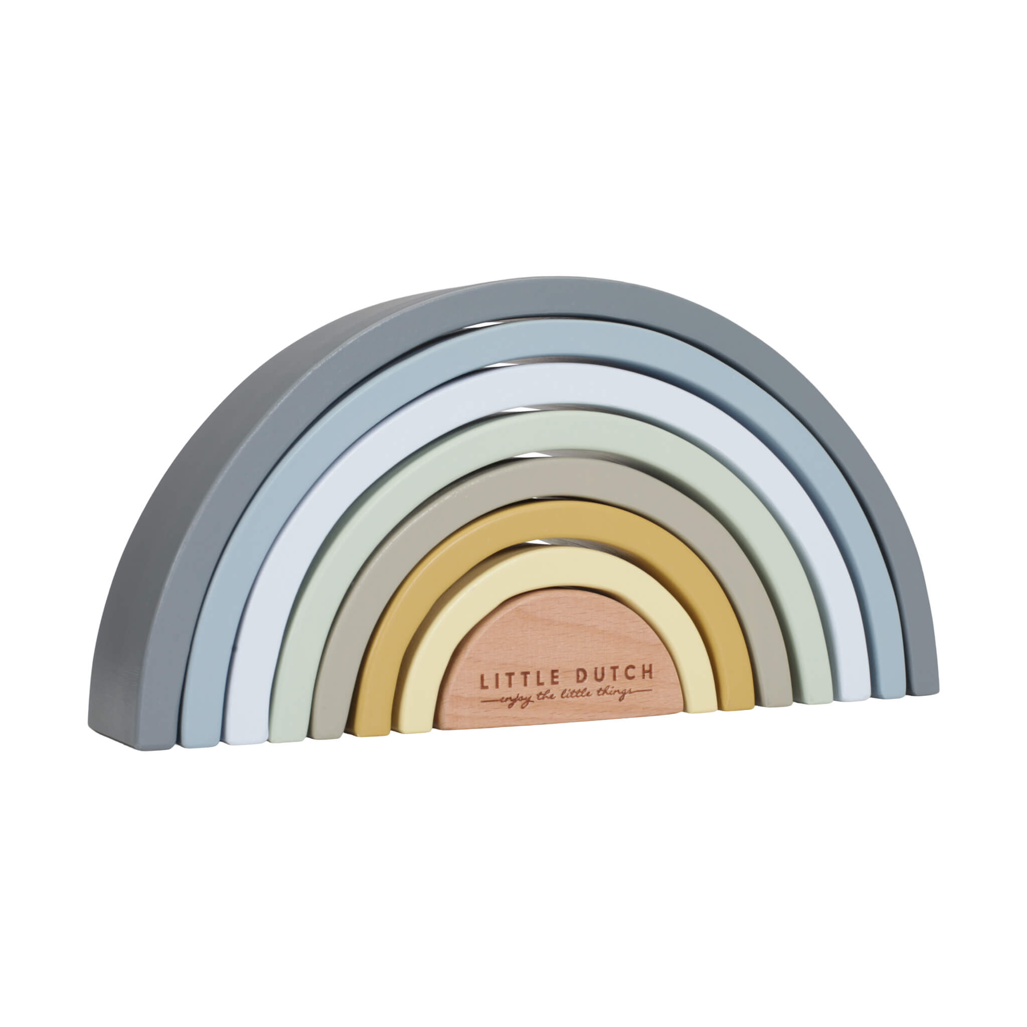 Little Dutch Wooden Rainbow Stacker in Blue. Stacking Toy