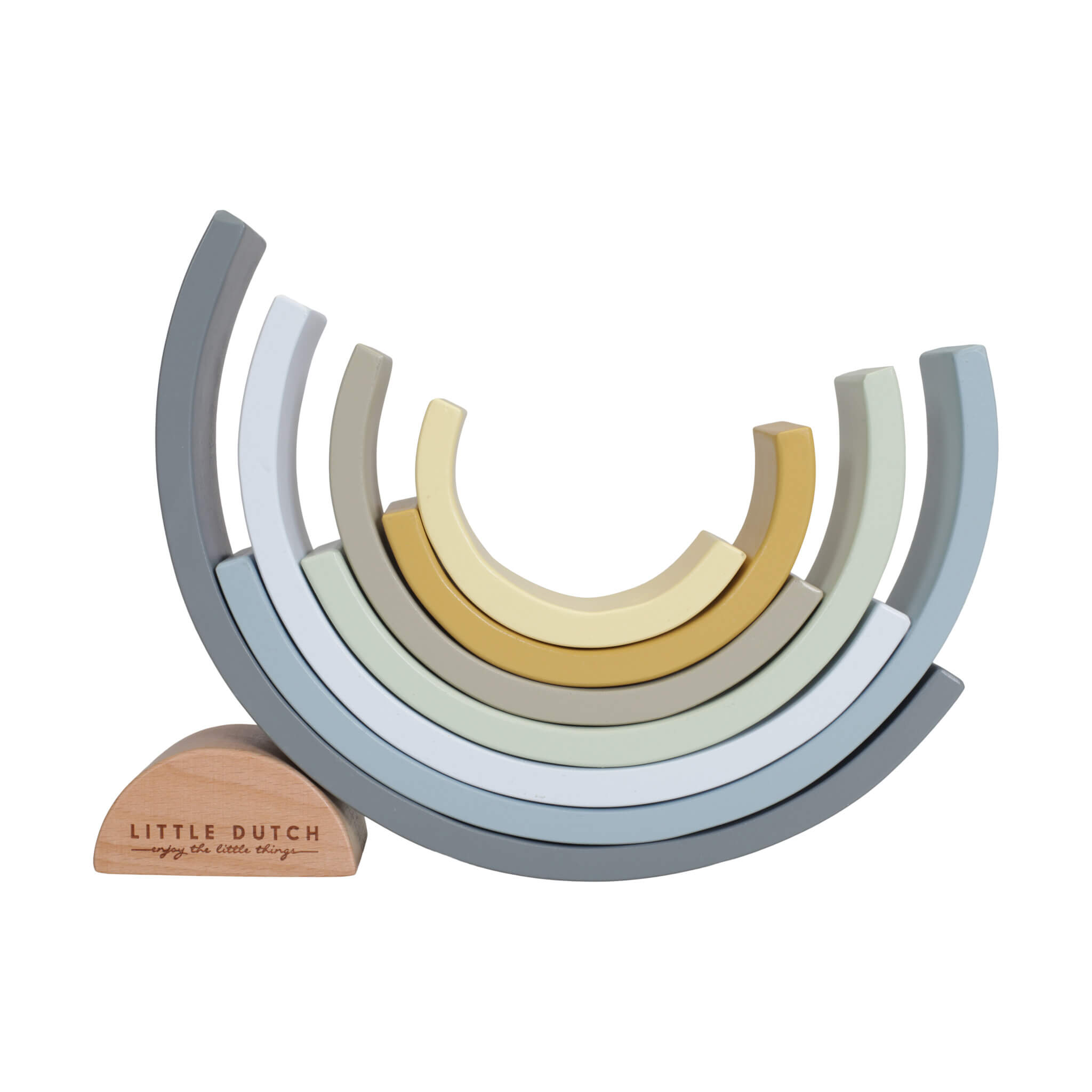 Little Dutch Wooden Rainbow Stacker in Blue. Stacking Toy