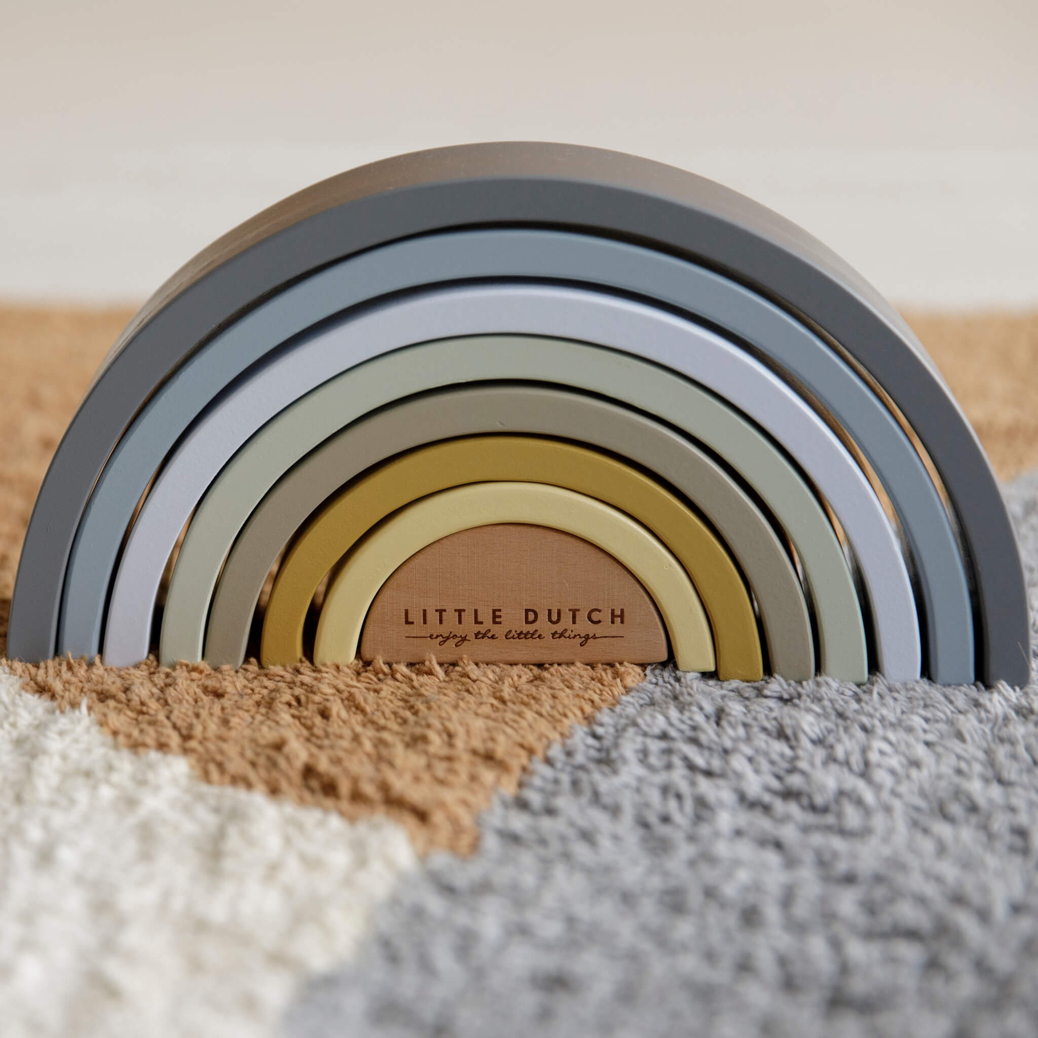 Little Dutch Wooden Rainbow Stacker in Blue. Stacking Toy