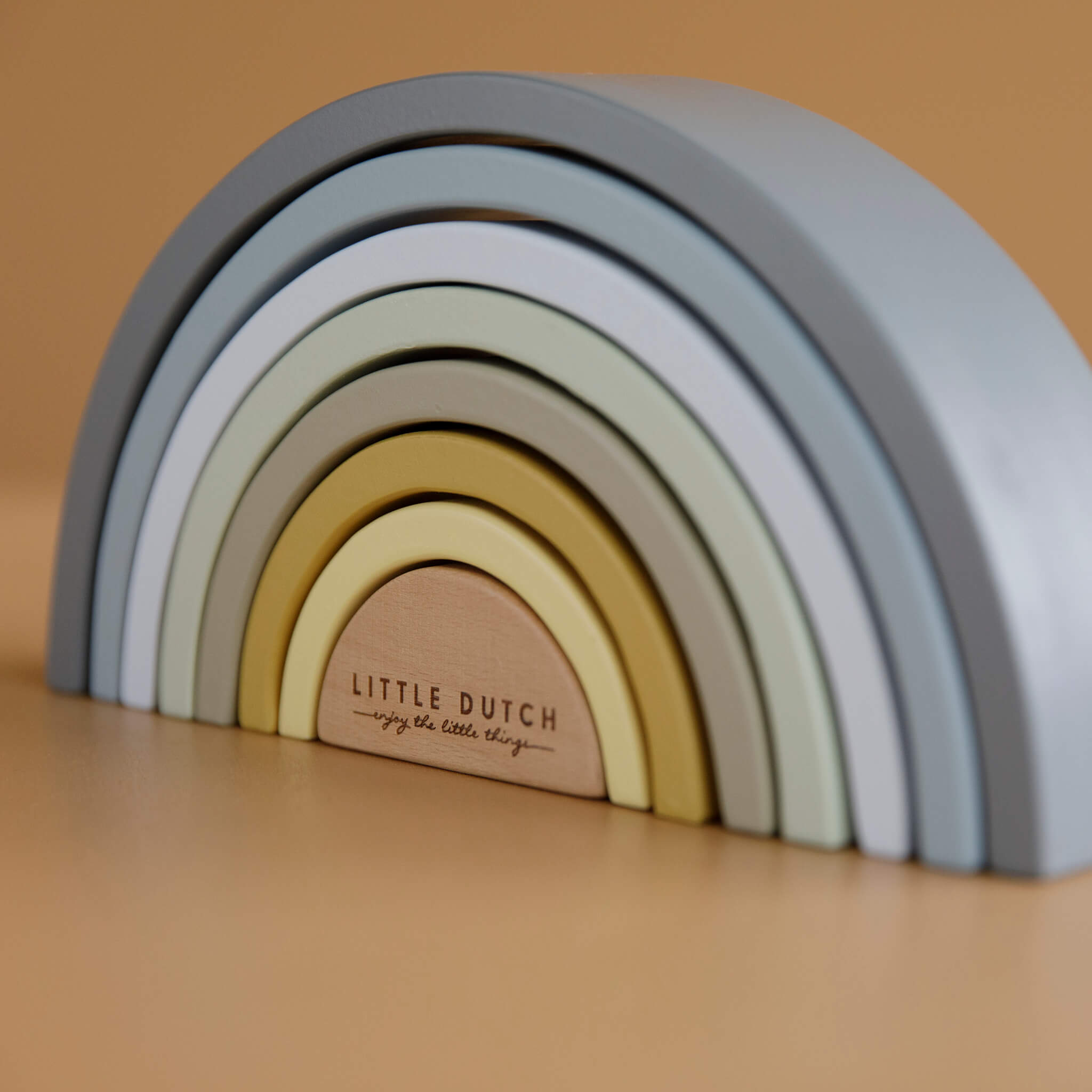 Little Dutch Wooden Rainbow Stacker in Blue. Stacking Toy