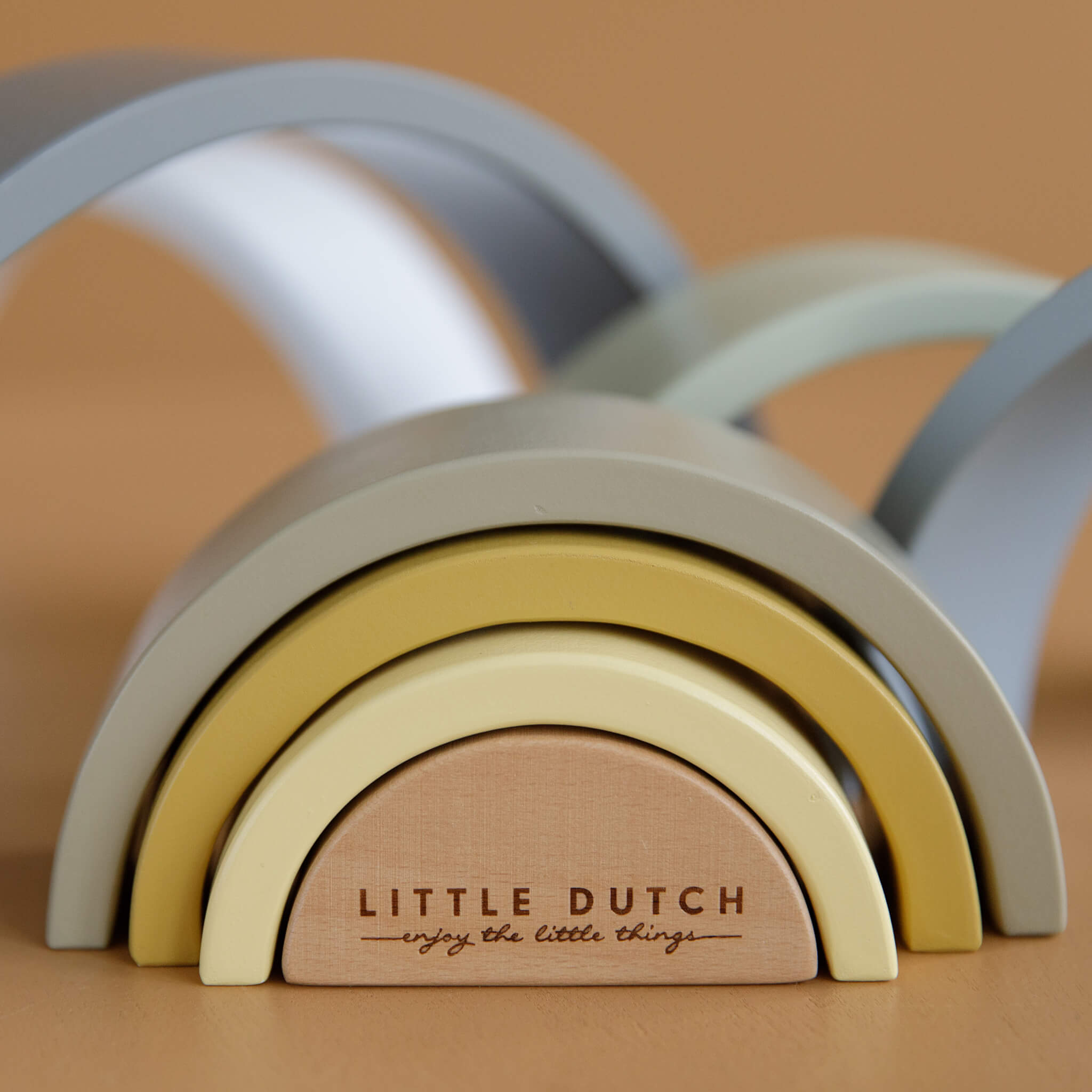 Little Dutch Wooden Rainbow Stacker in Blue. Stacking Toy