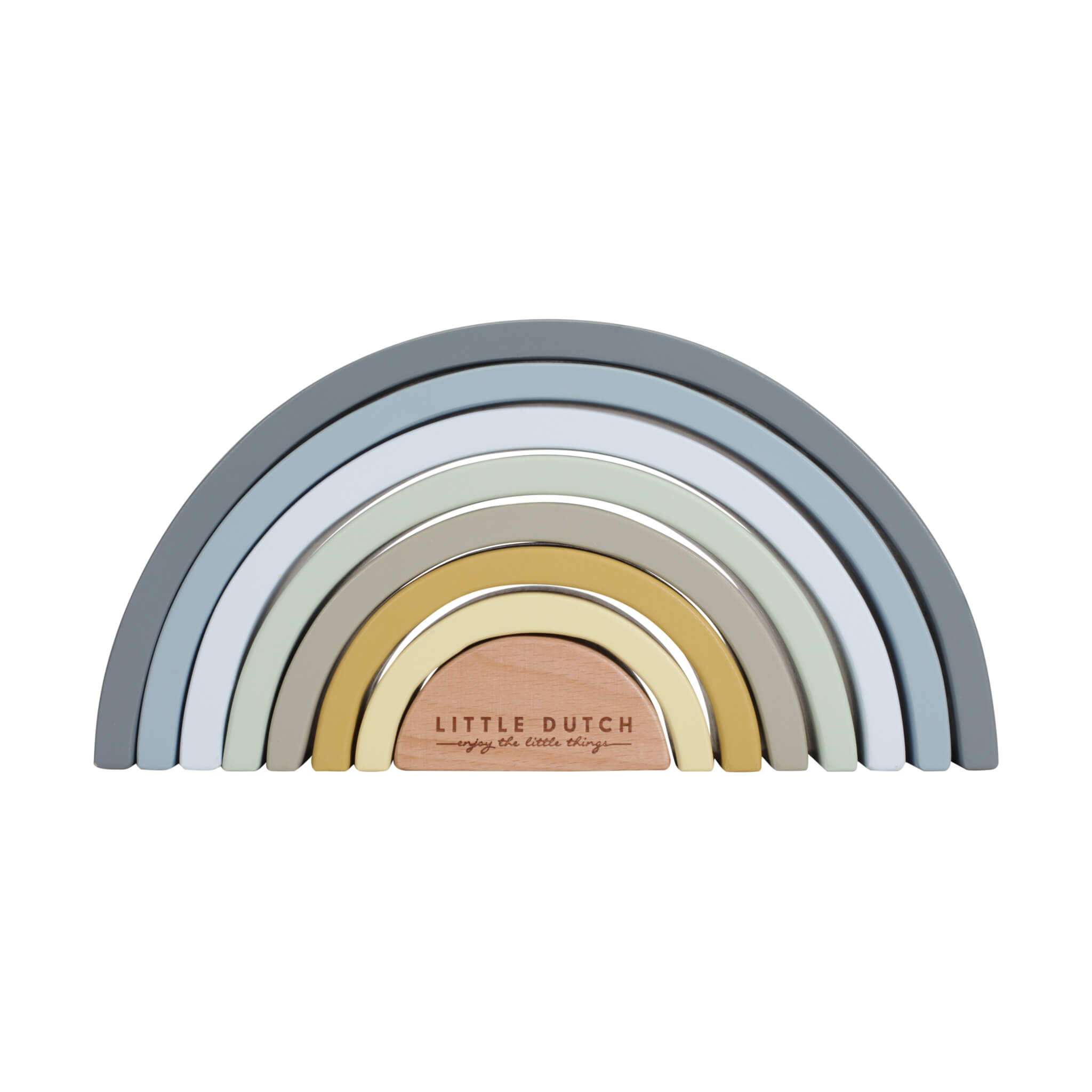 Little Dutch Wooden Rainbow Stacker in Blue. Stacking Toy