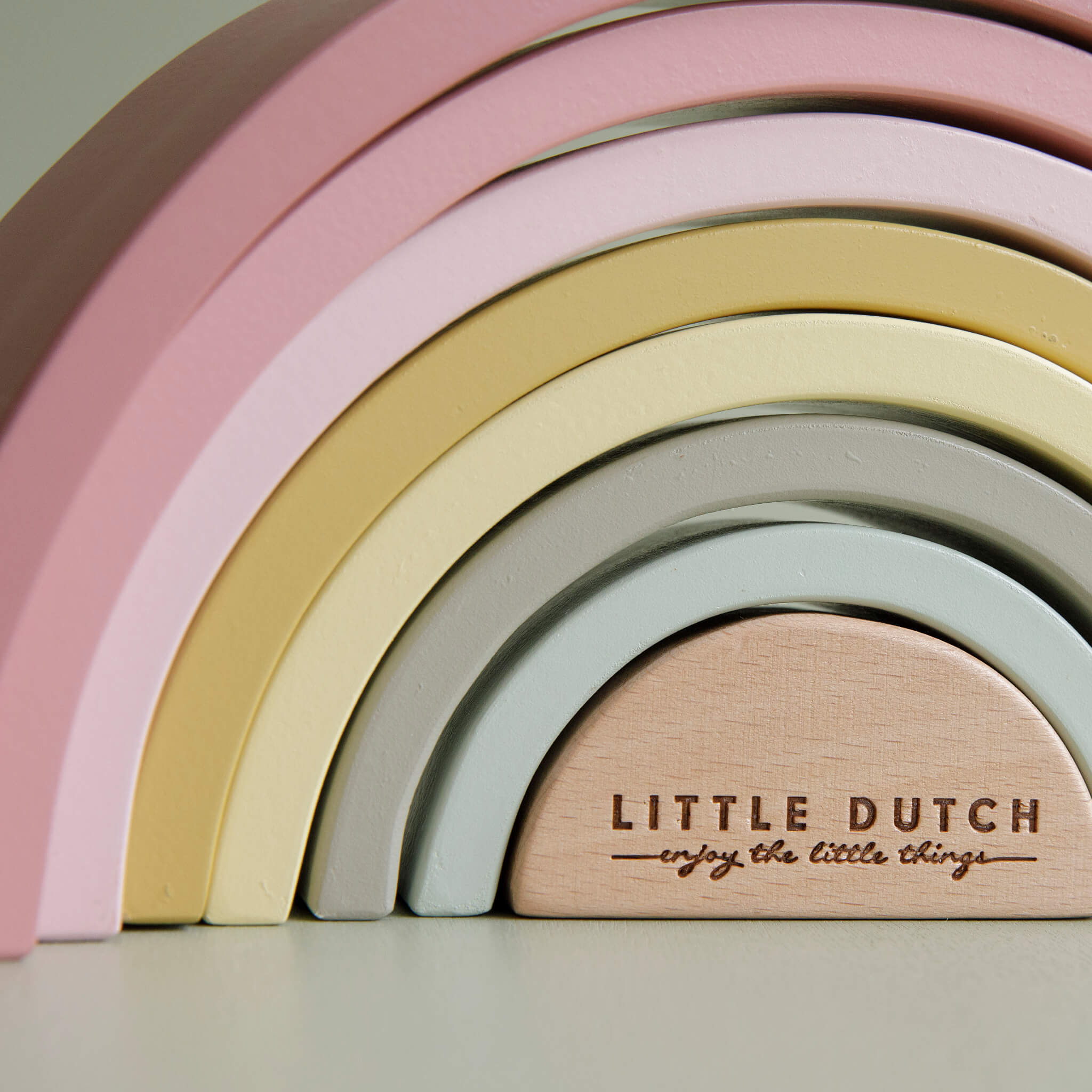Little Dutch Wooden Rainbow Stacker in Pink. Stacking Toy