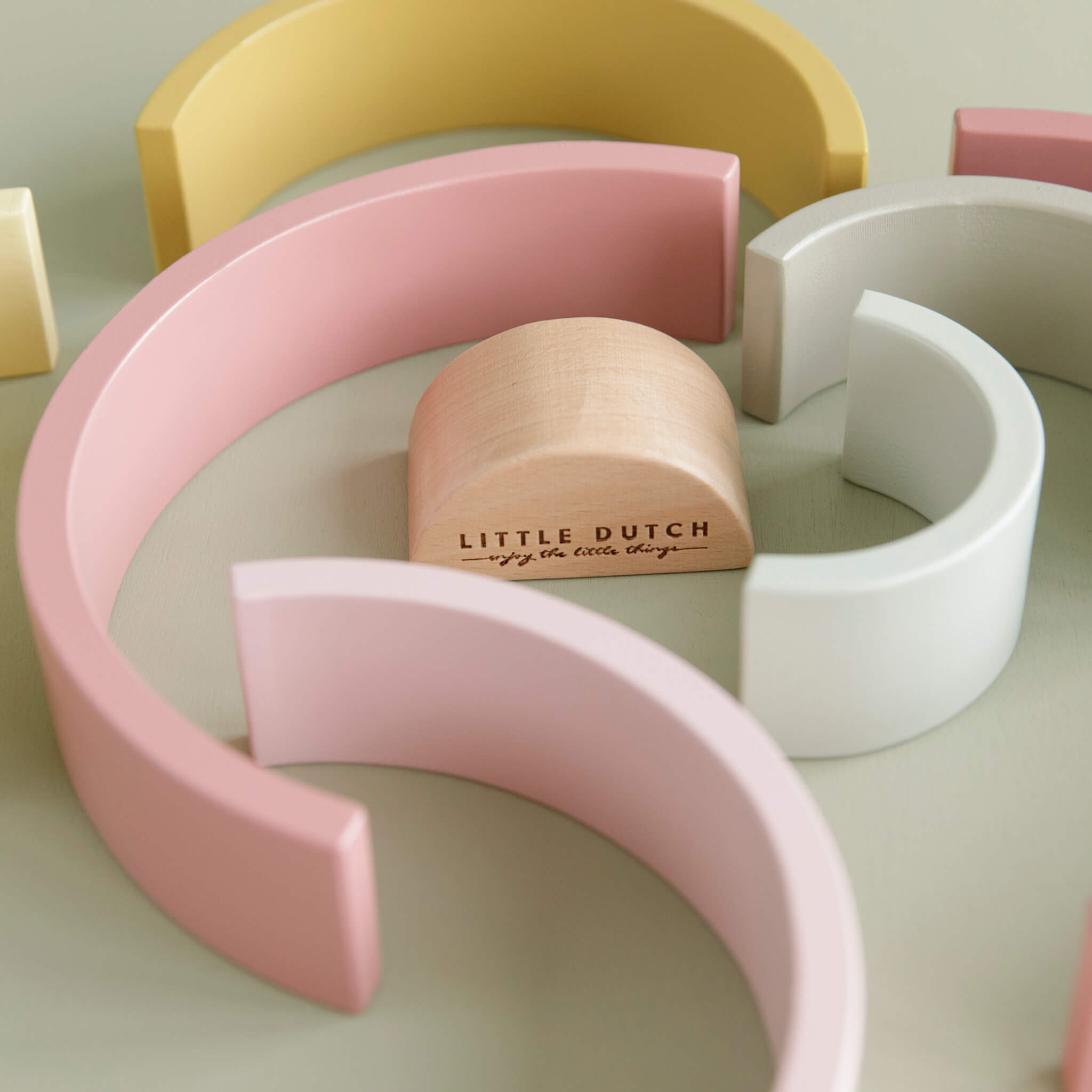 Little Dutch Wooden Rainbow Stacker in Pink. Stacking Toy
