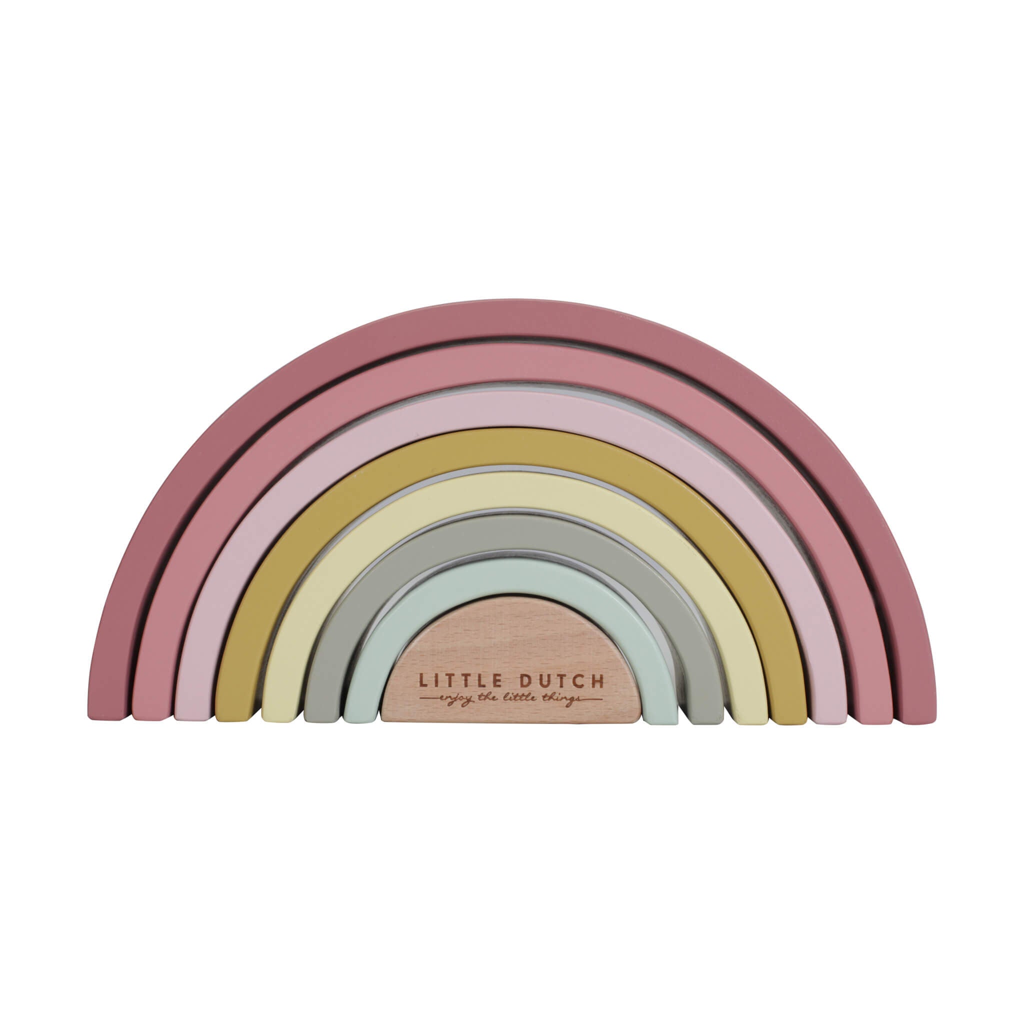 Little Dutch Wooden Rainbow Stacker in Pink. Stacking Toy