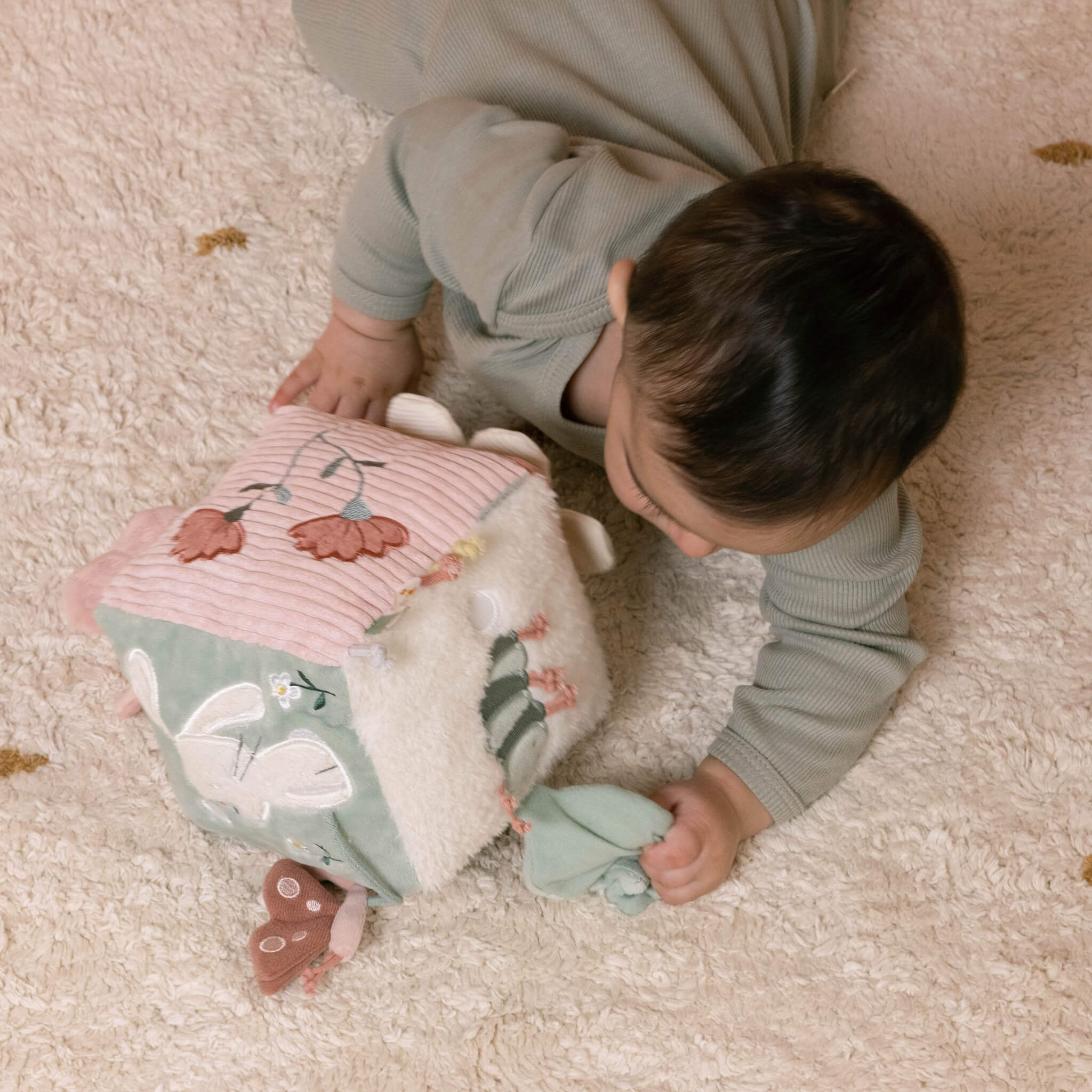 Baby with Little Dutch Soft Activity Cube in Flowers & Butterflies