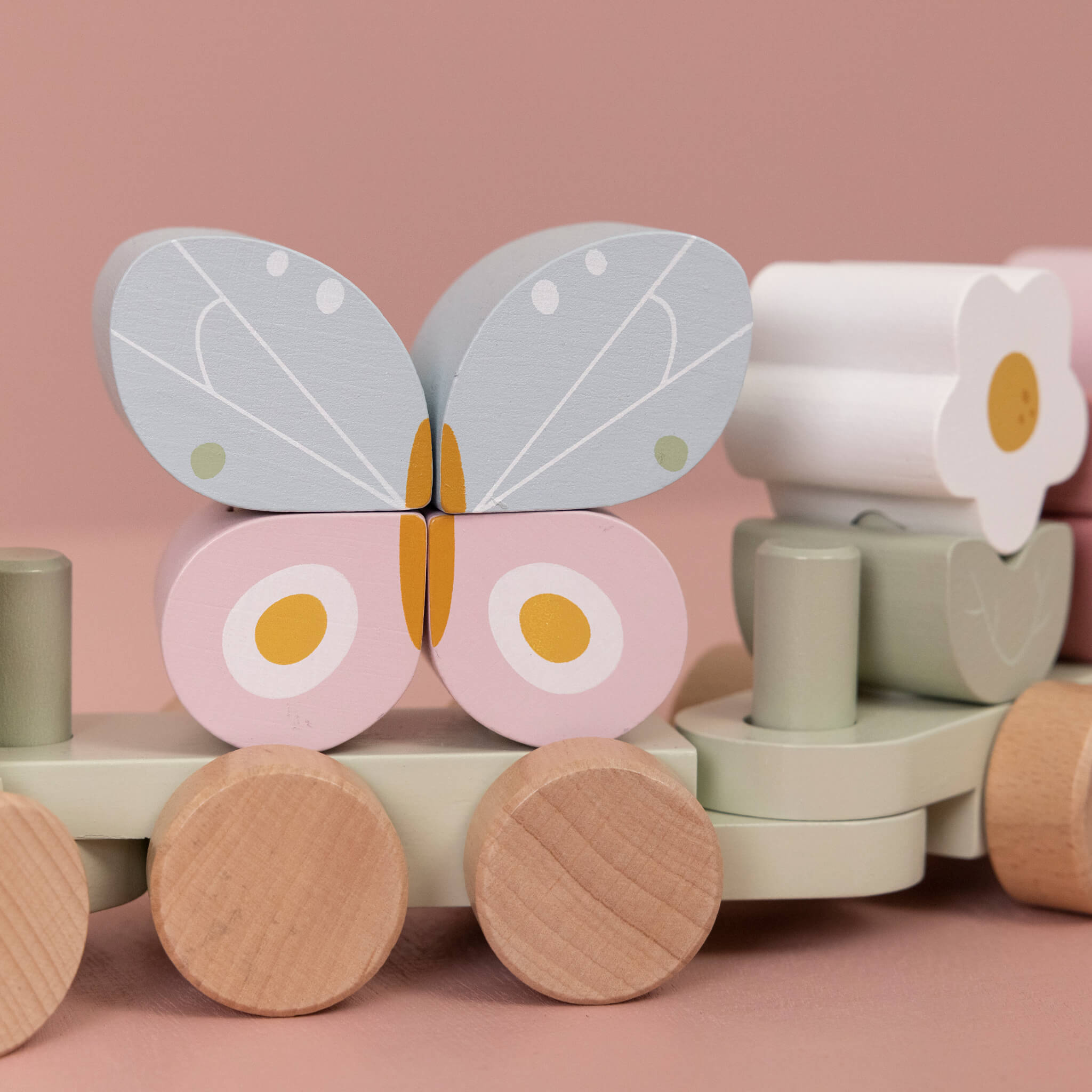 Little Dutch Wooden Stacking Train in Flowers & Butterflies