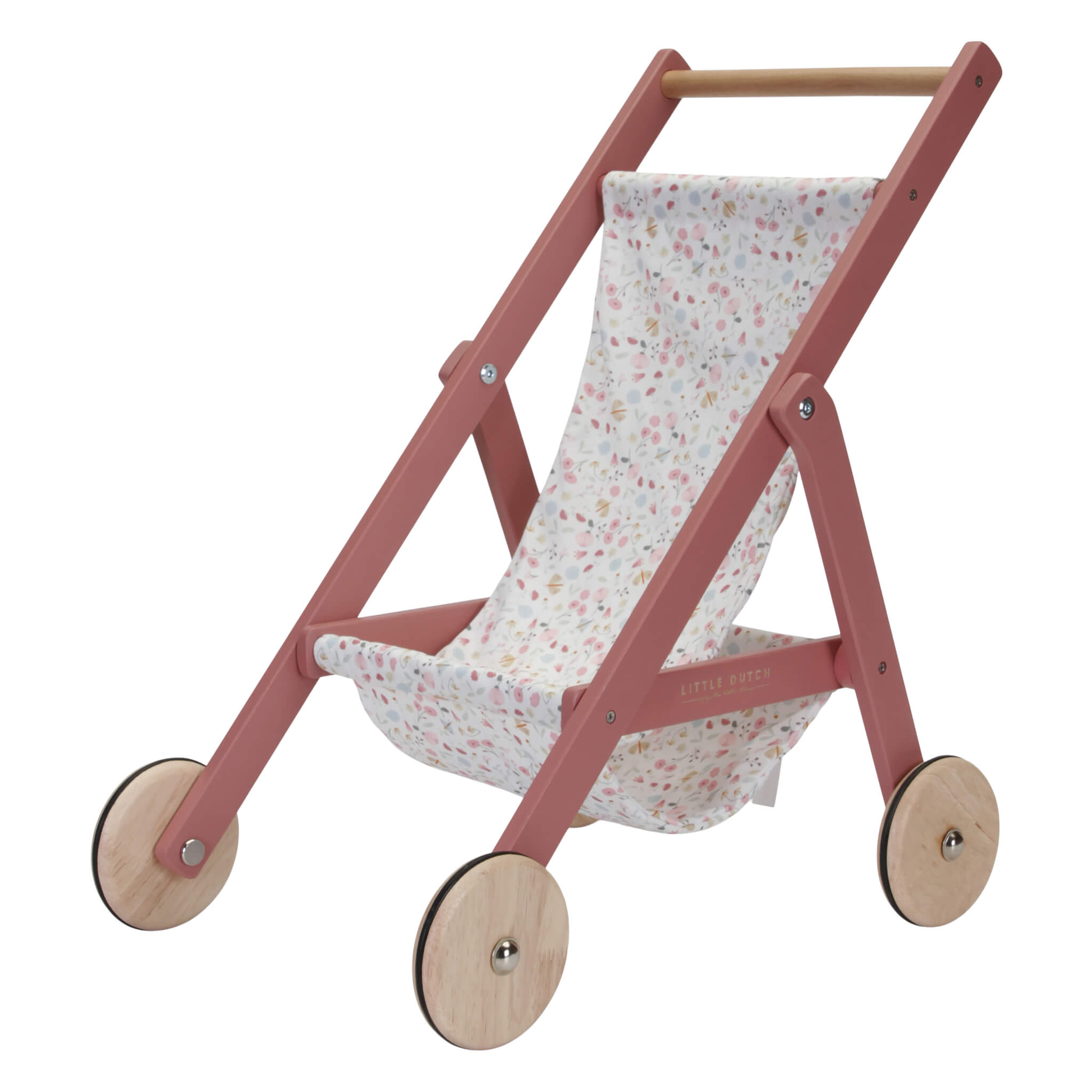 Little Dutch Pink Wooden Dolls Stroller Toy