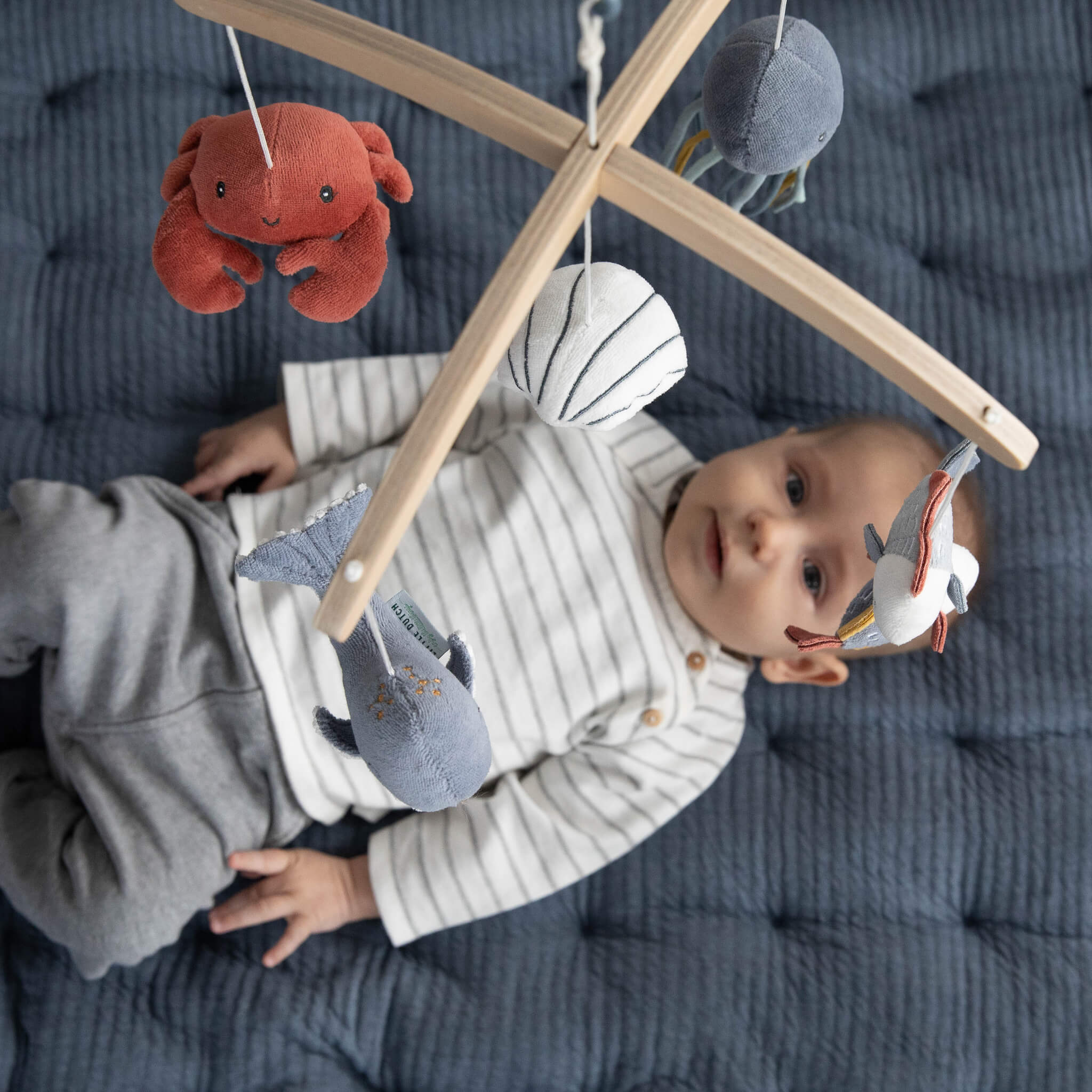 Little Dutch Wooden Music Mobile in Ocean Blue, Cot Toy