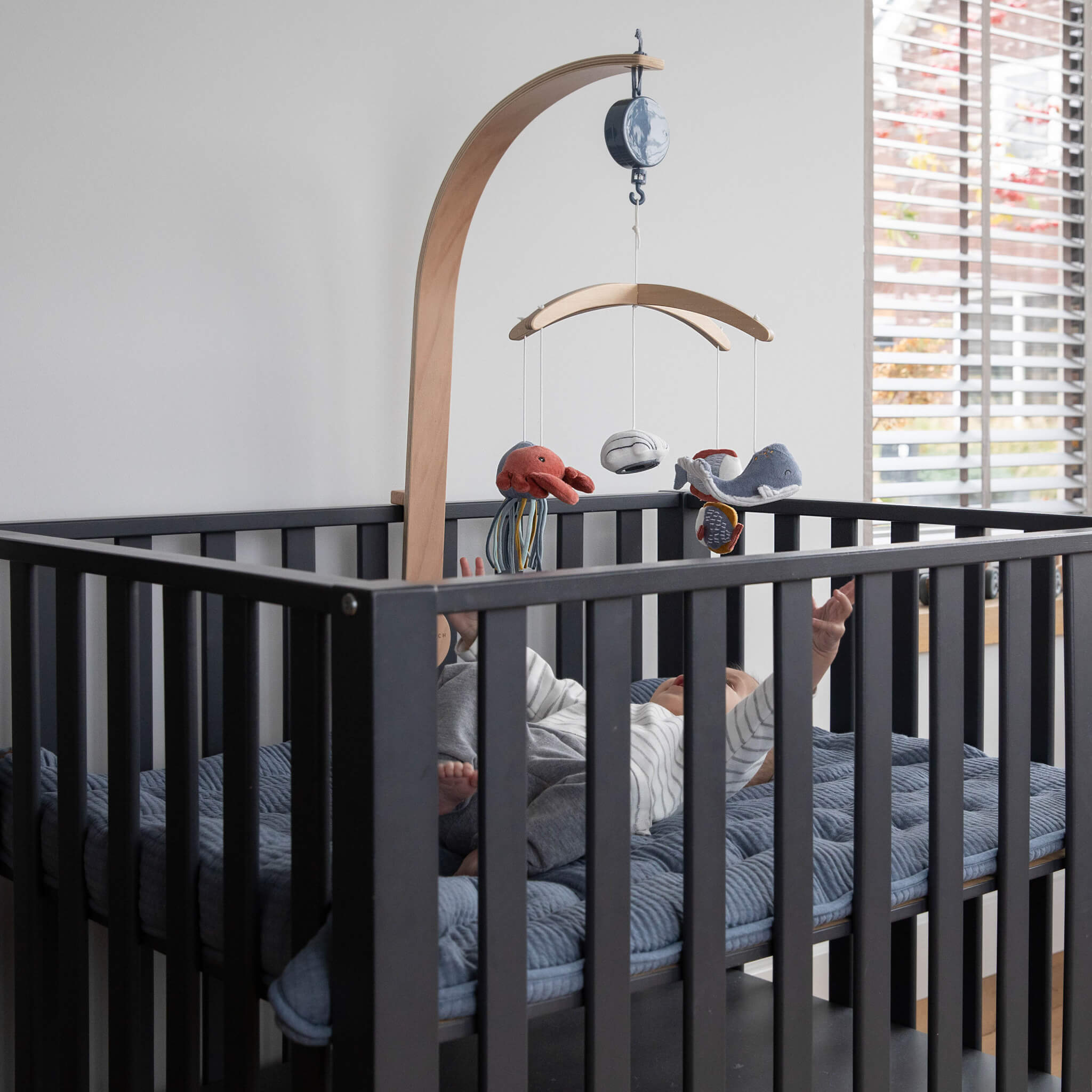 Little Dutch Wooden Music Mobile in Ocean Blue, Cot Toy