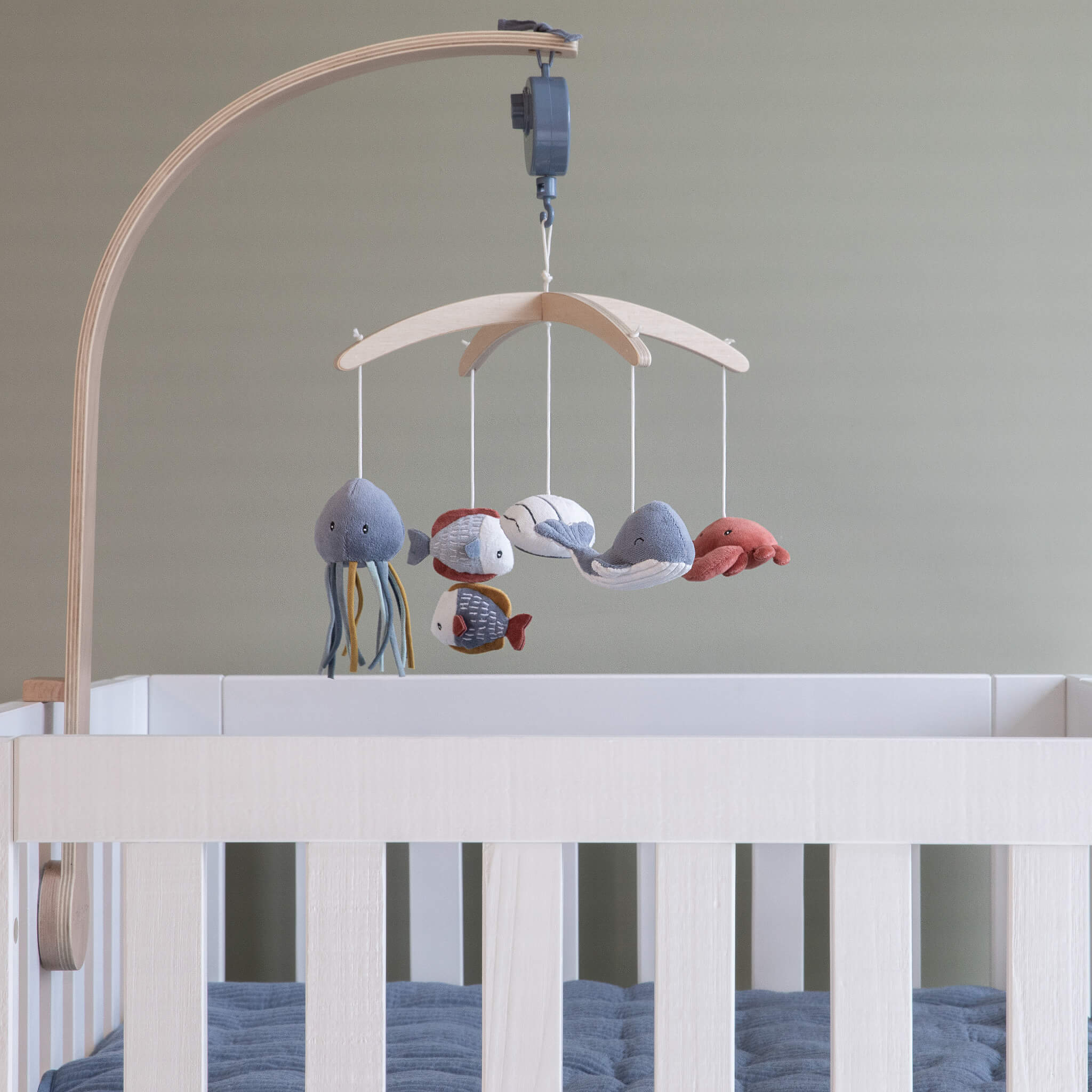 Little Dutch Wooden Music Mobile in Ocean Blue, Cot Toy