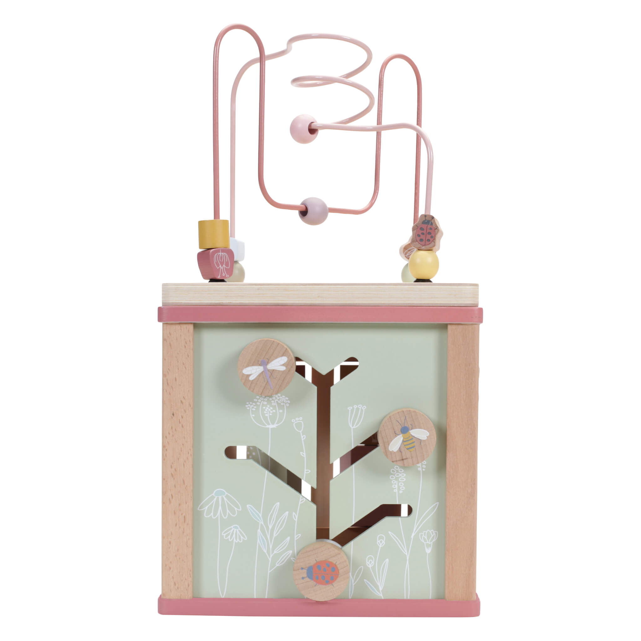 Little Dutch Wooden Activity Cube Toy in Wild Flowers Design