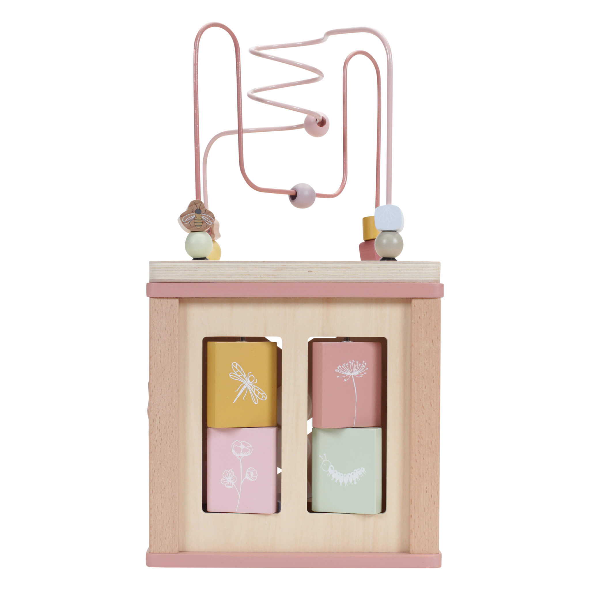 Little Dutch Wooden Activity Cube Toy in Wild Flowers Design