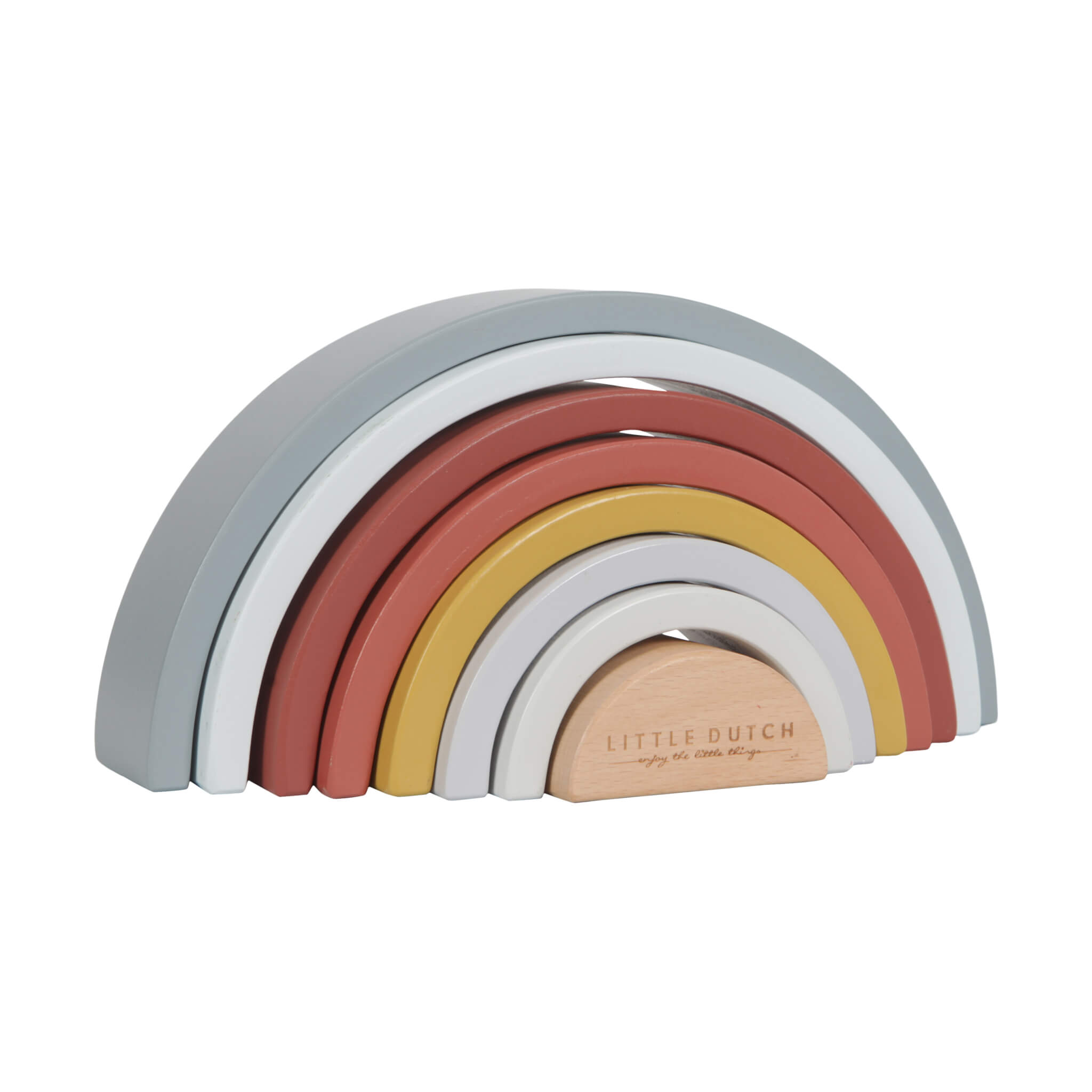 Little Dutch Wooden Rainbow Stacker in Pure and Nature. Stacking Toy