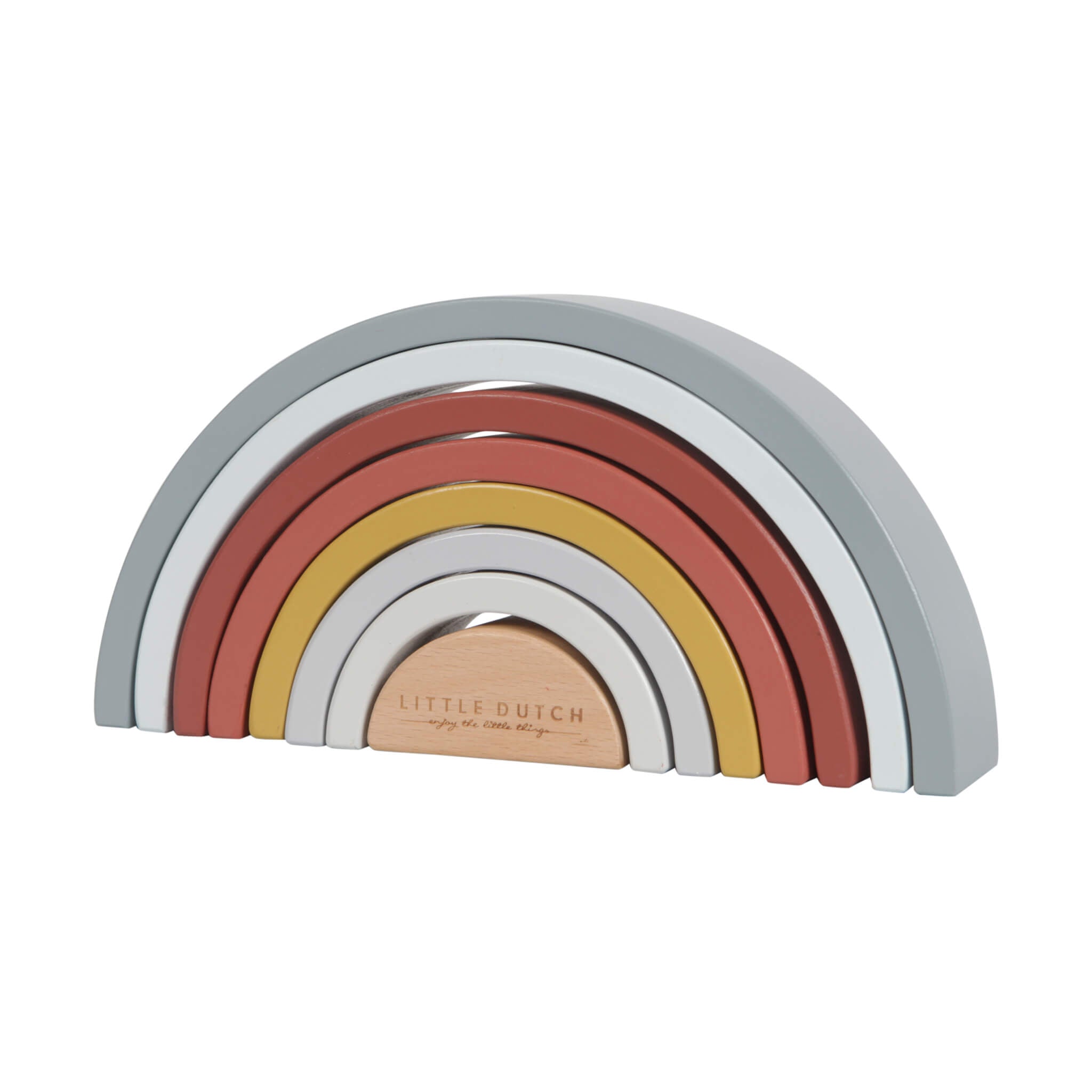 Little Dutch Wooden Rainbow Stacker in Pure and Nature. Stacking Toy