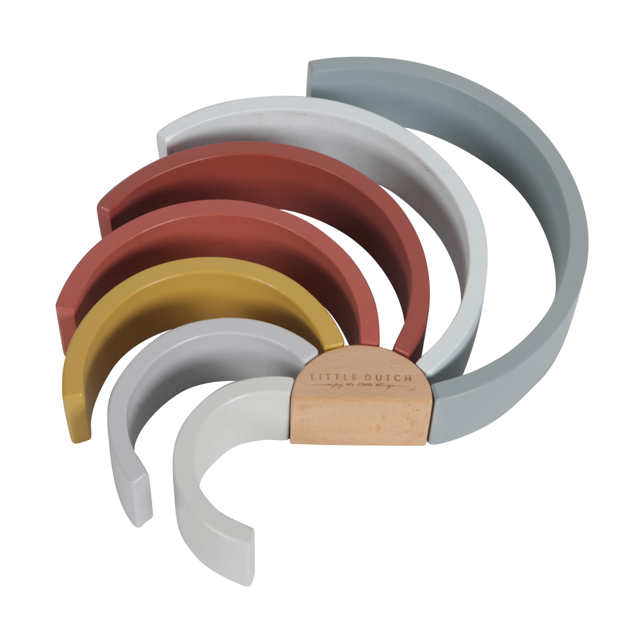 Little Dutch Wooden Rainbow Stacker in Pure and Nature. Stacking Toy