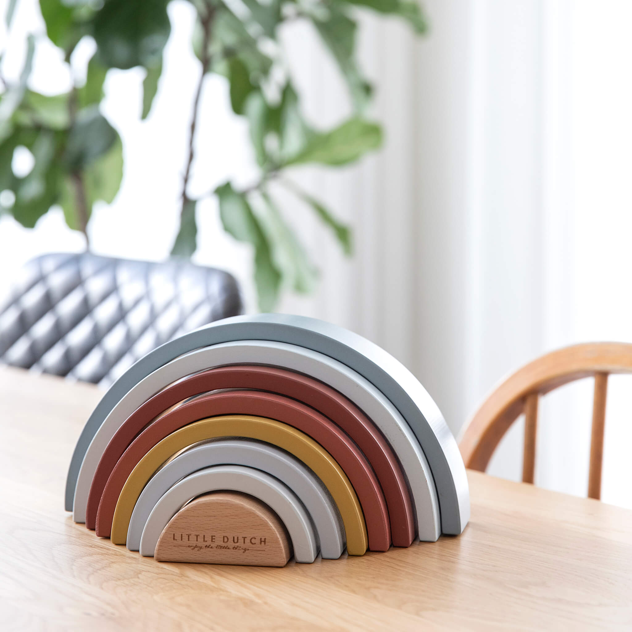 Little Dutch Wooden Rainbow Stacker in Pure and Nature. Stacking Toy