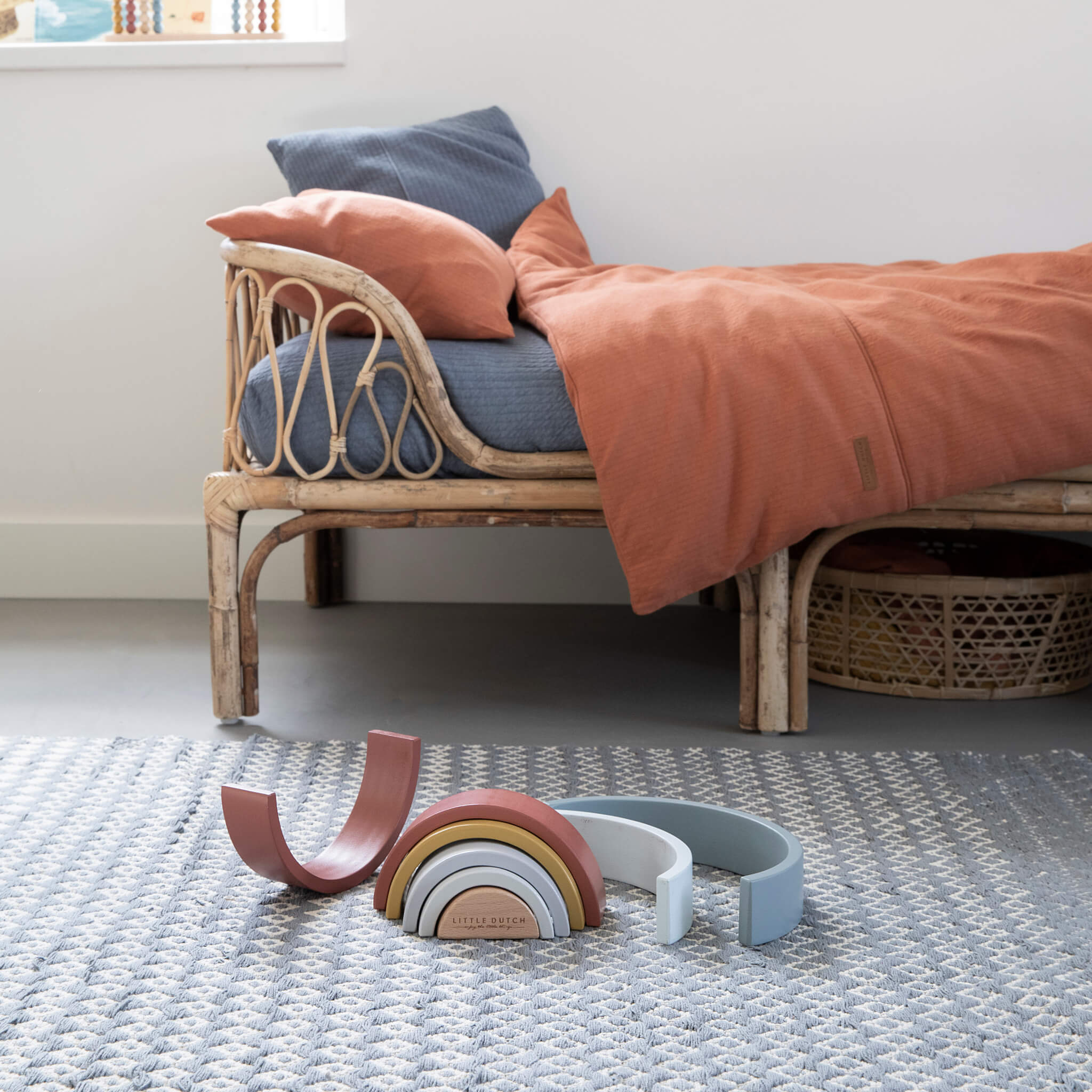 Little Dutch Wooden Rainbow Stacker in Pure and Nature. Stacking Toy