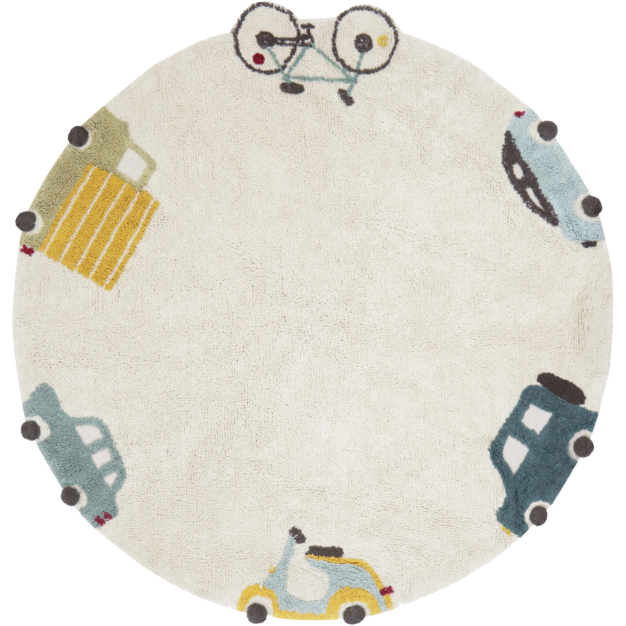 Lorena Canals Kids Washable Rug in Wheels Design