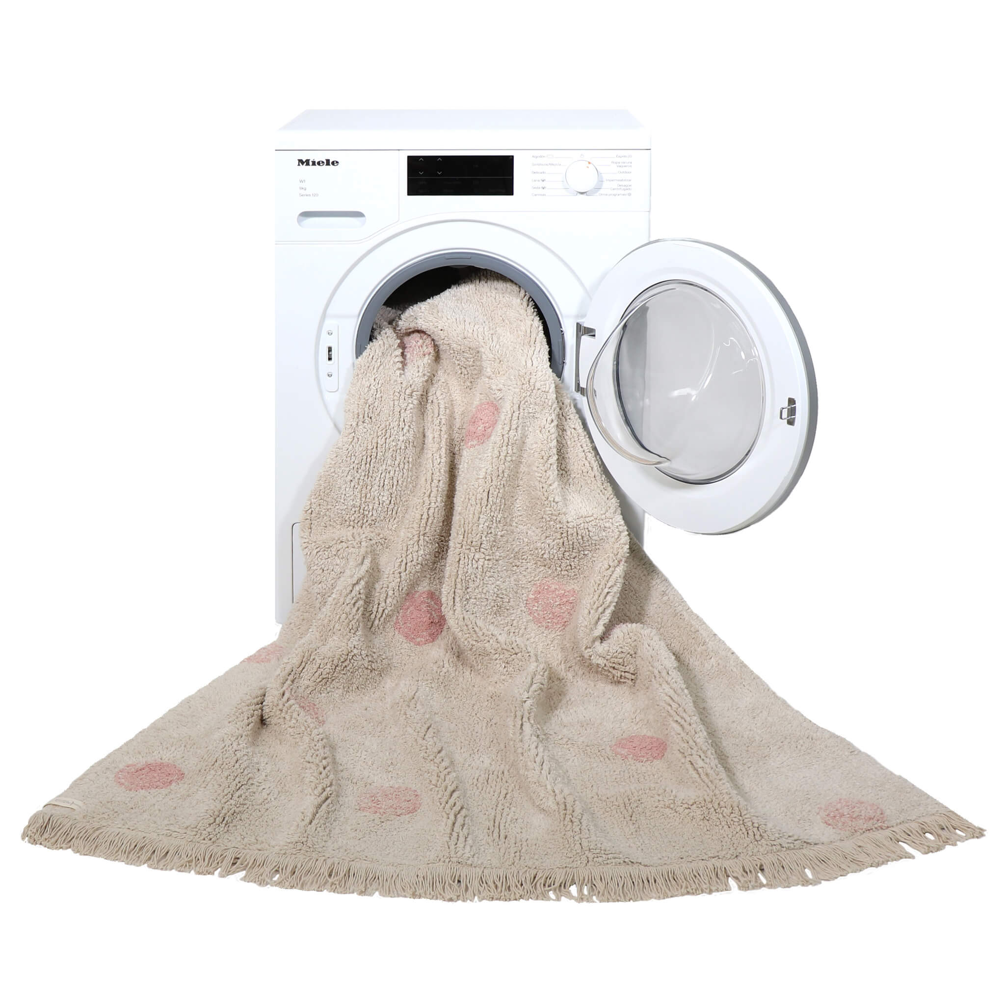 Hippy Dots Washable Rug - Nude Pink