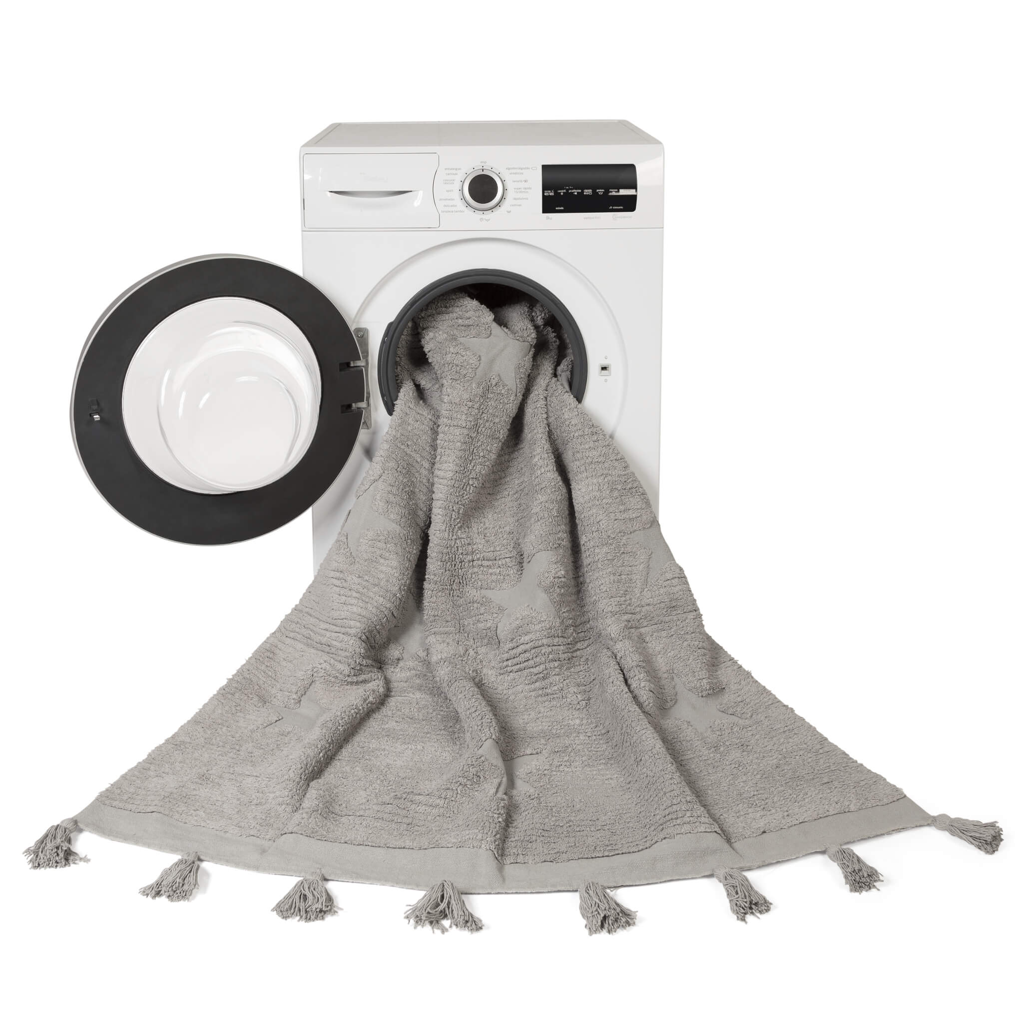 Hippy Stars Washable Rug - Grey