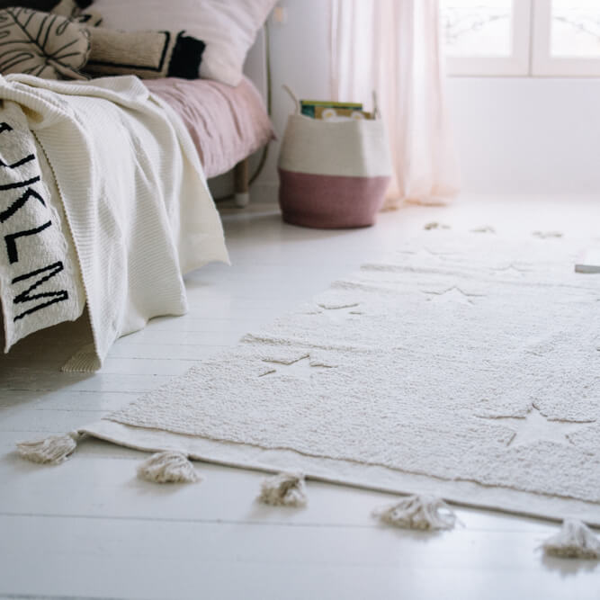 Hippy Stars Washable Rug - Natural