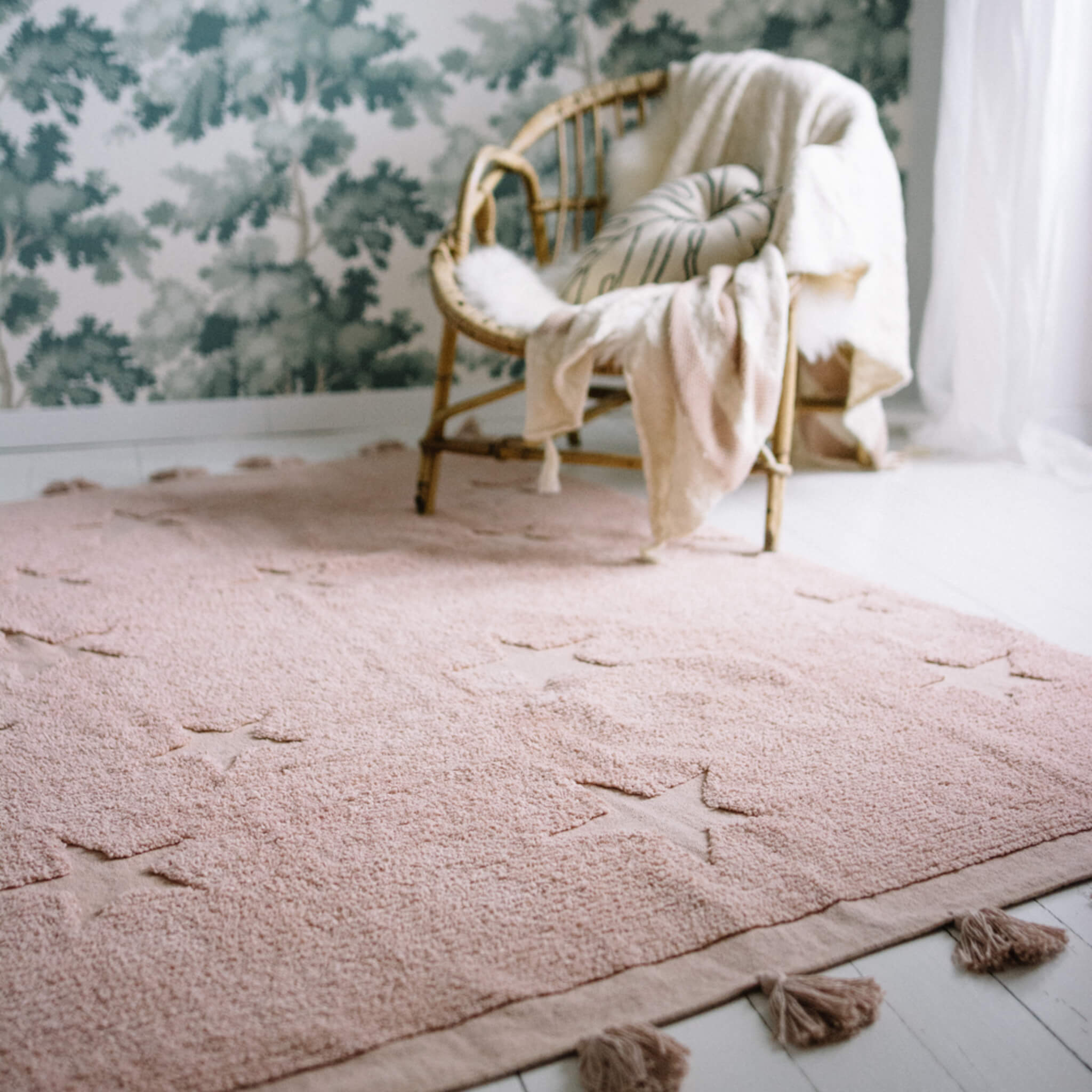 Hippy Stars Washable Rug - Vintage Nude