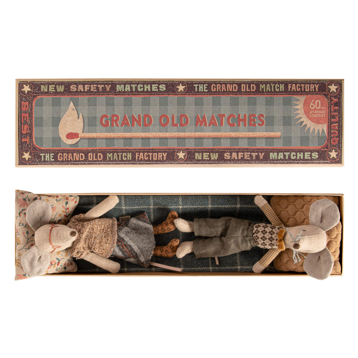 Maileg Grandma & Grandpa Mice in Match Box