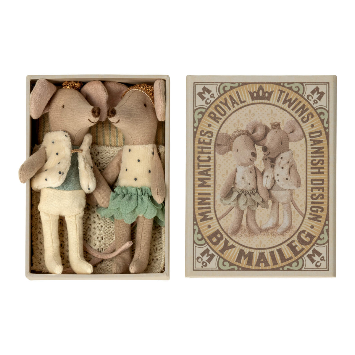 Maileg Baby Royal Twin Mice in Matchbox