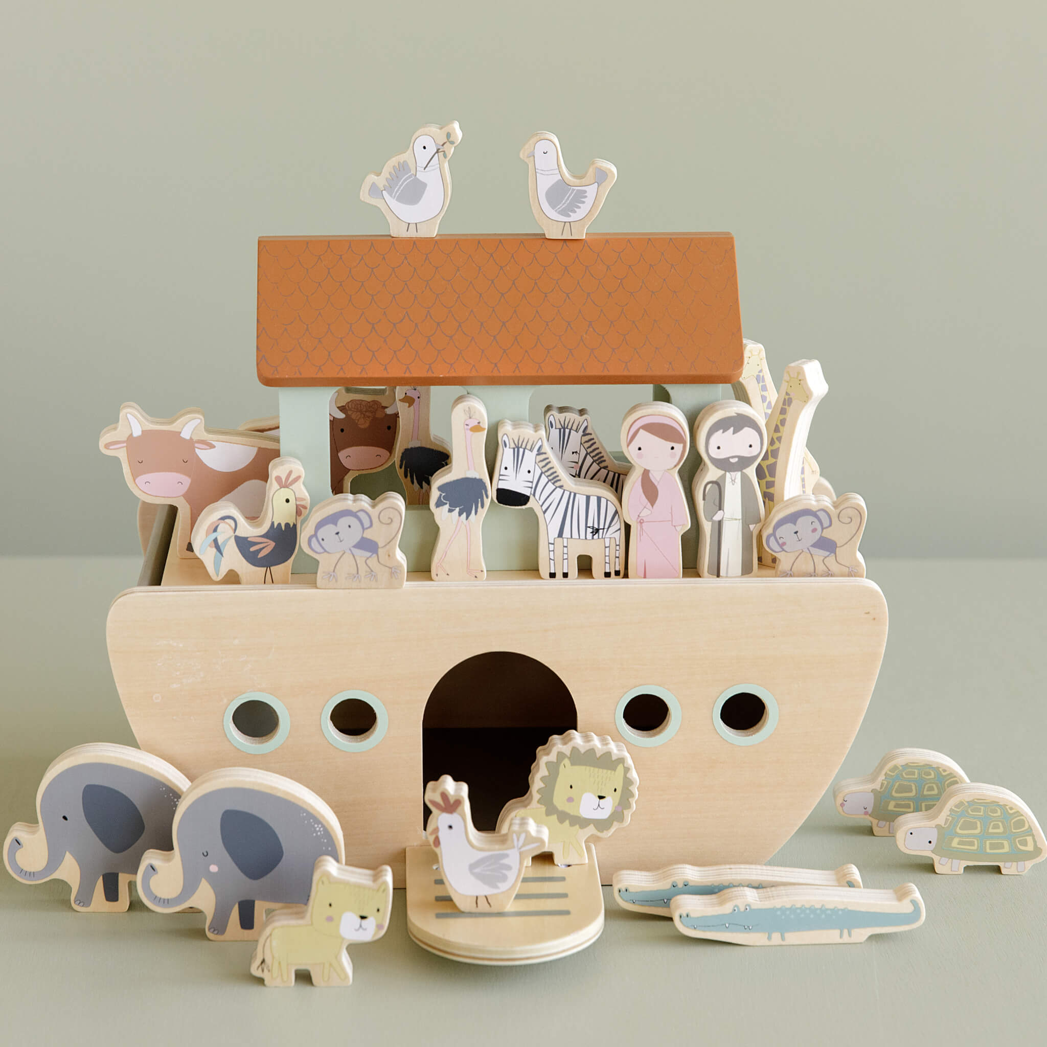 Wooden Noahs Ark Playset Toy