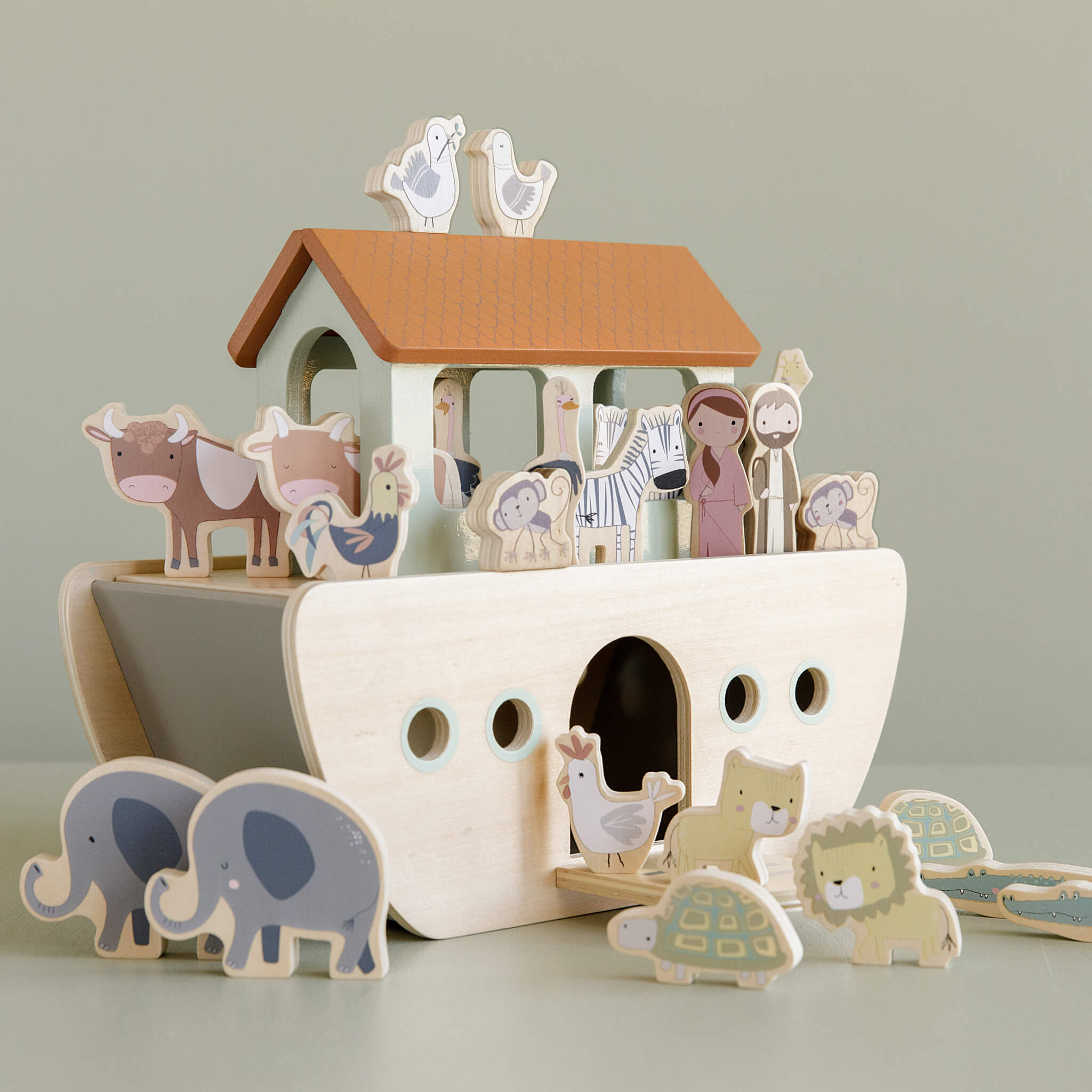 Wooden Noahs Ark Playset Toy