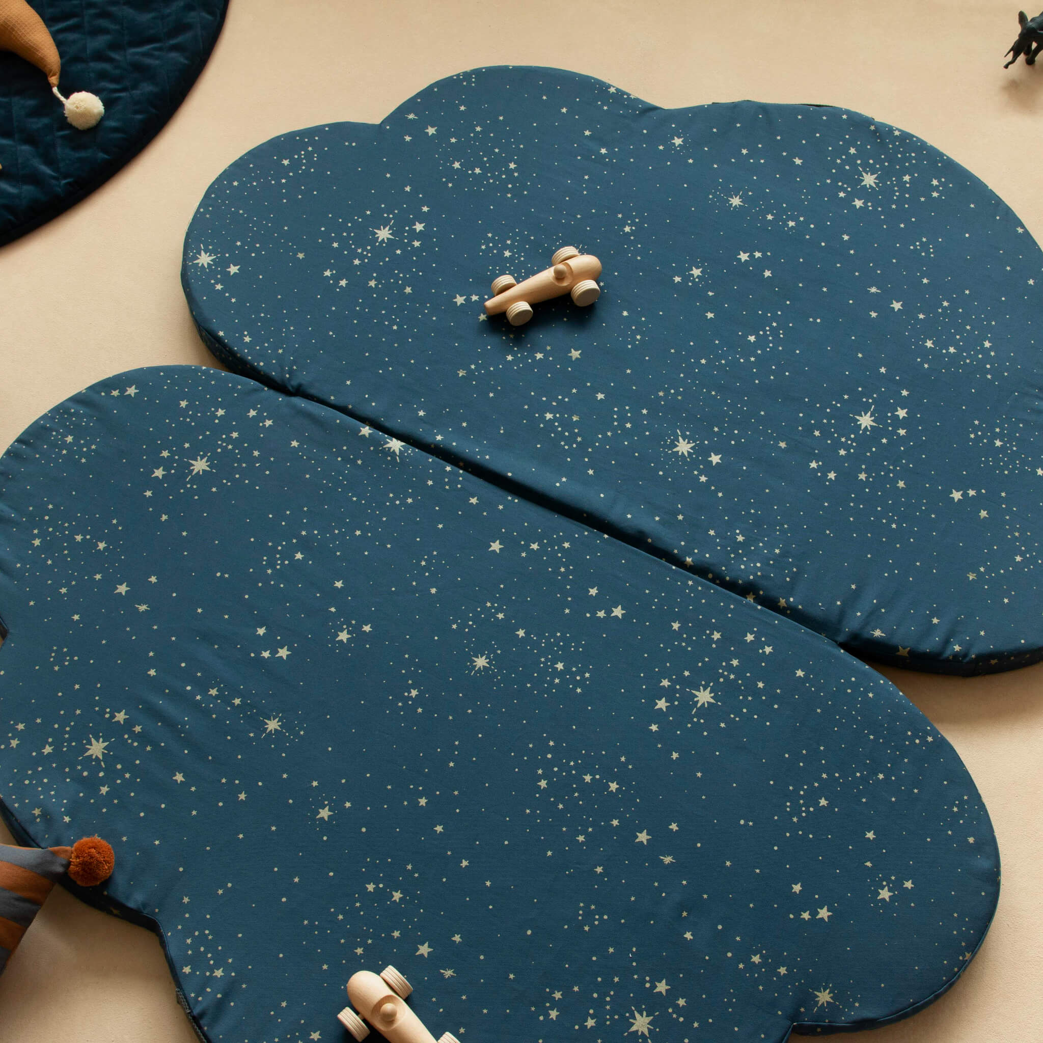 Nobodinoz Cloud Foldable Eco Floor Mat - Gold Stella/ Night Blue