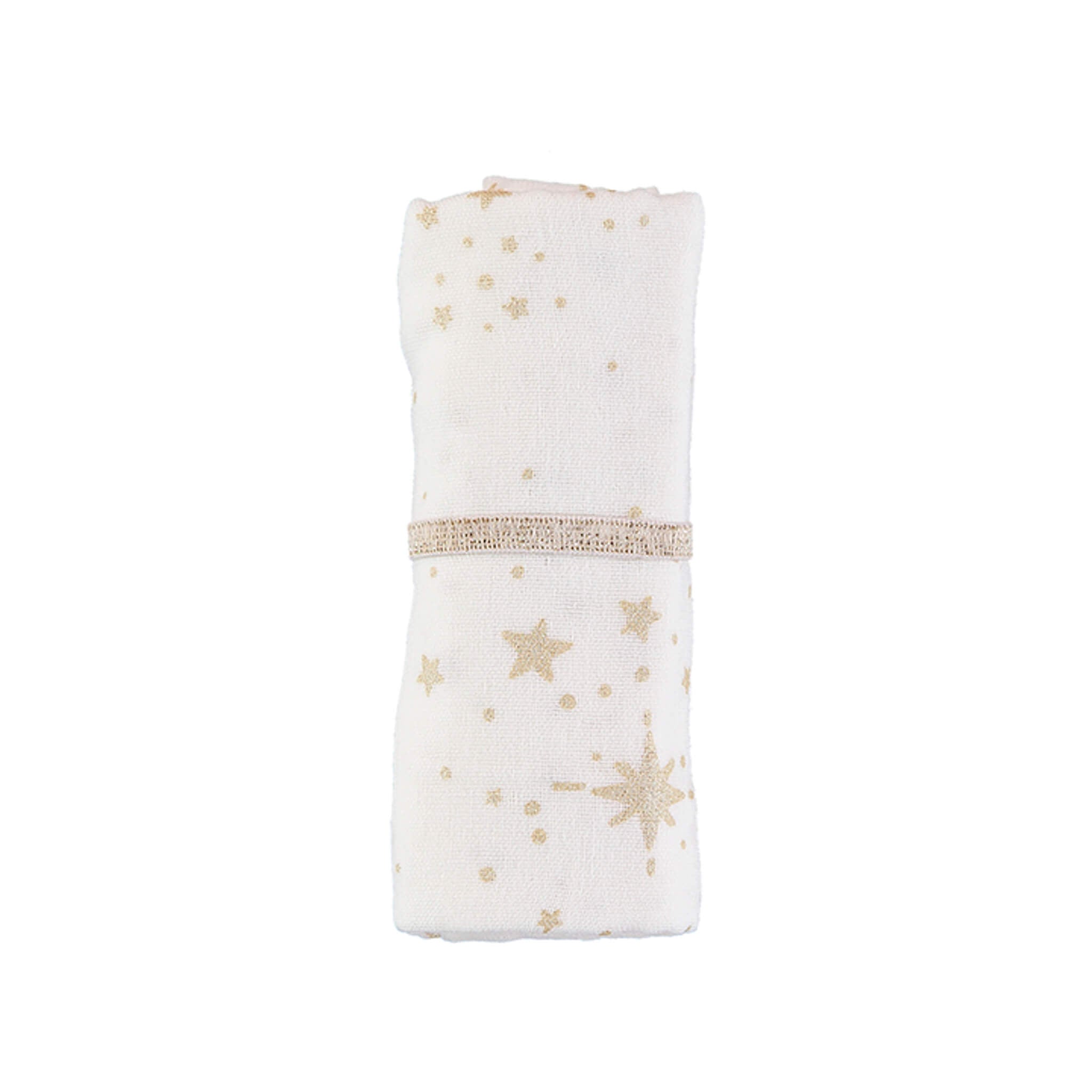 Nobodinoz Baby Love Muslin in Gold Stella on White Print