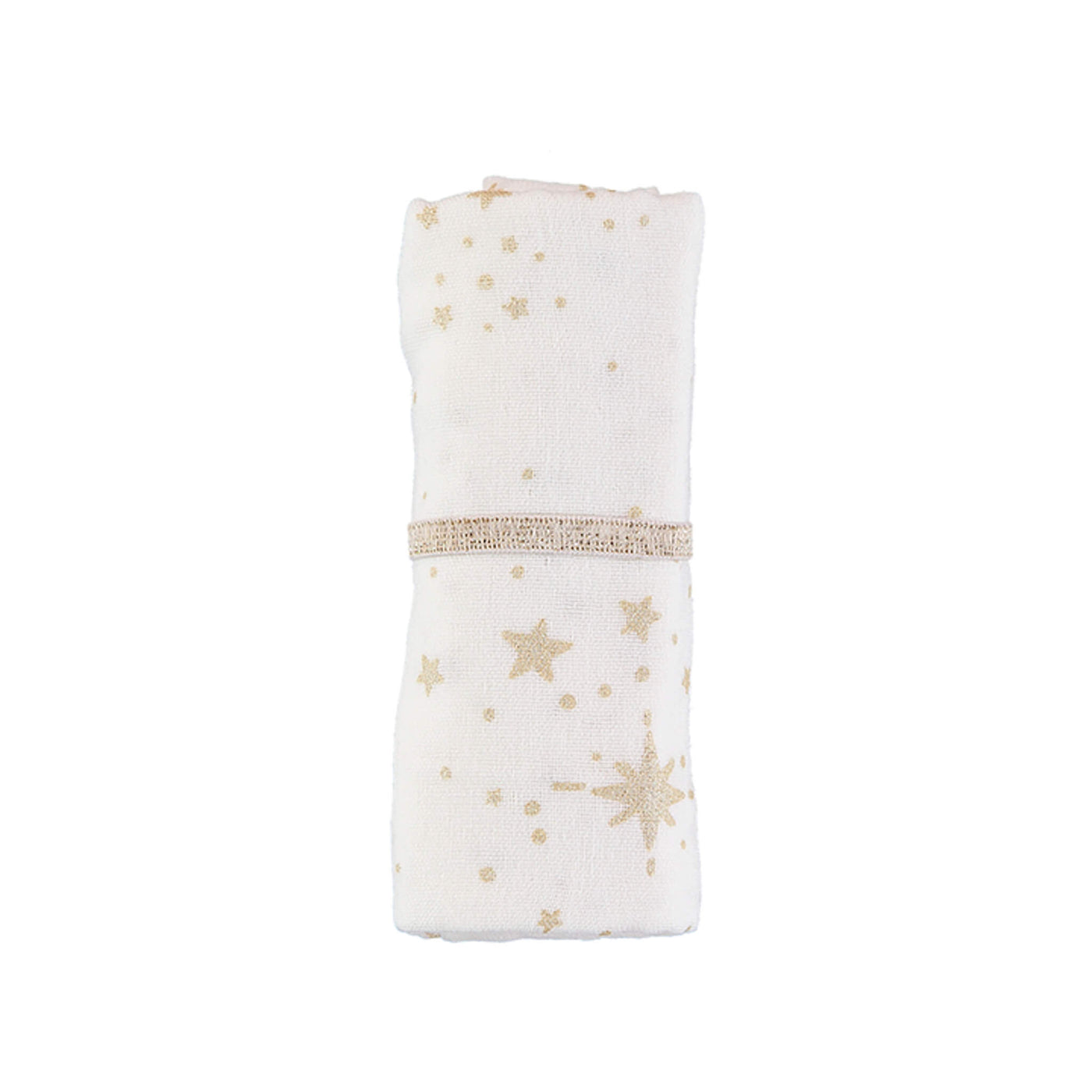 Nobodinoz Baby Love Muslin in Gold Stella on White Print
