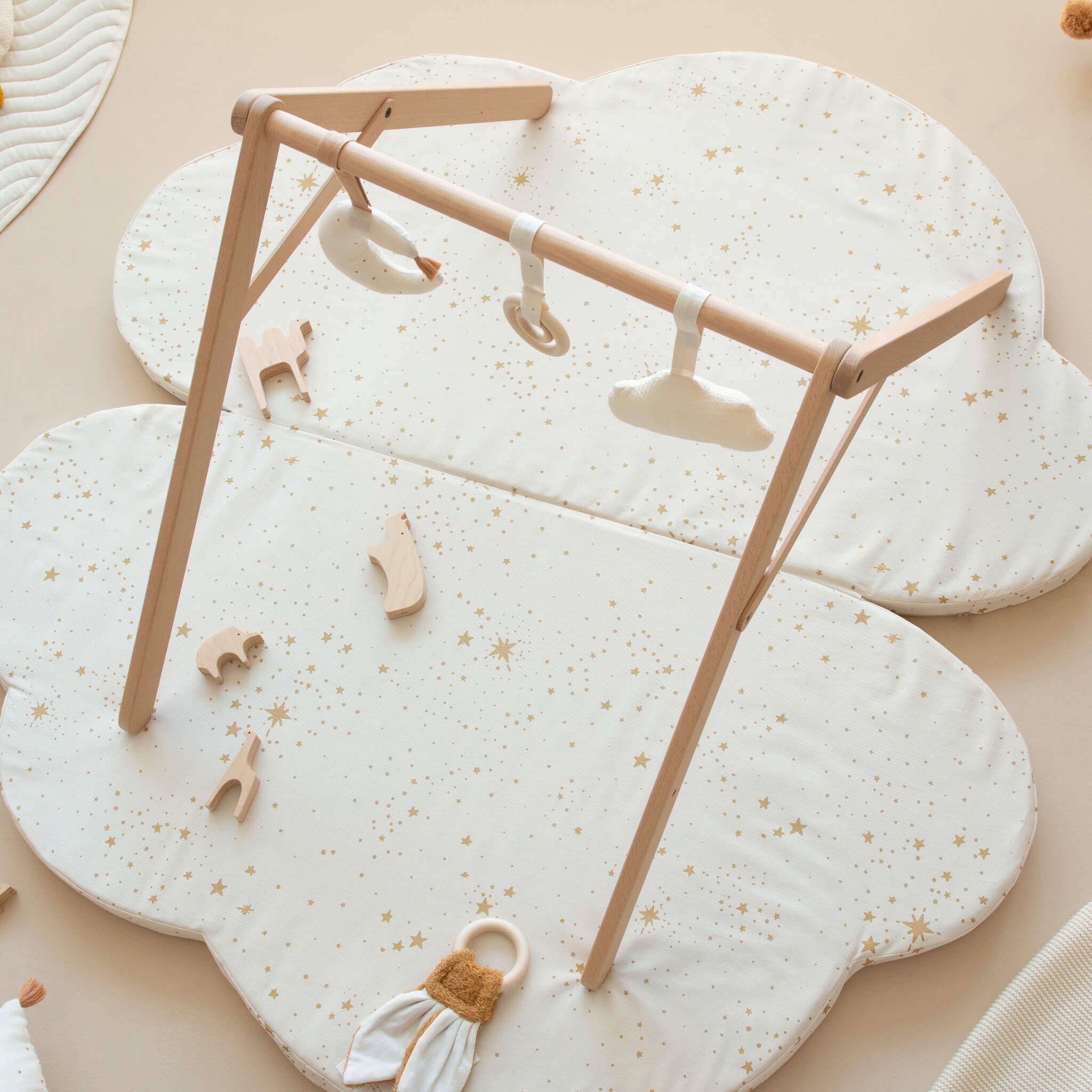 Nobodinoz Cloud Foldable Eco Floor Mat - Gold Stella/ Natura