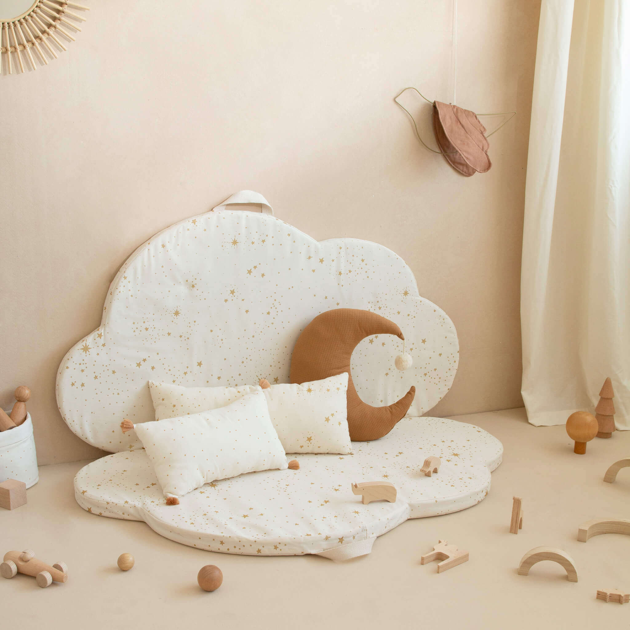 Nobodinoz Cloud Foldable Eco Floor Mat - Gold Stella/ Natura