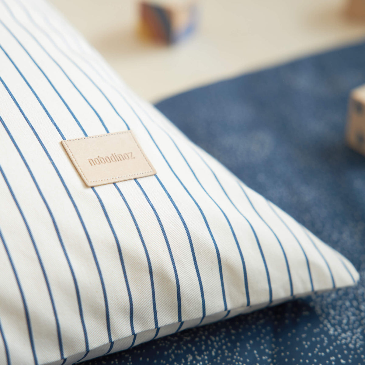 Nobodinoz Essaouira Bean Bag in Blue Stripes Details