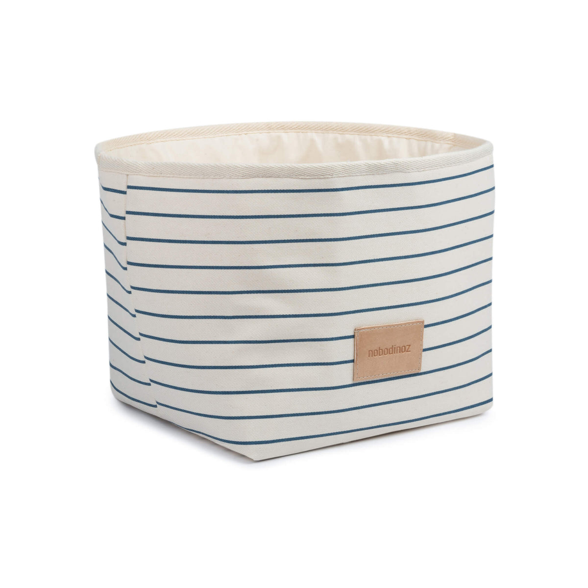 Nobodinoz Little Django Toy Basket in Blue Stripes