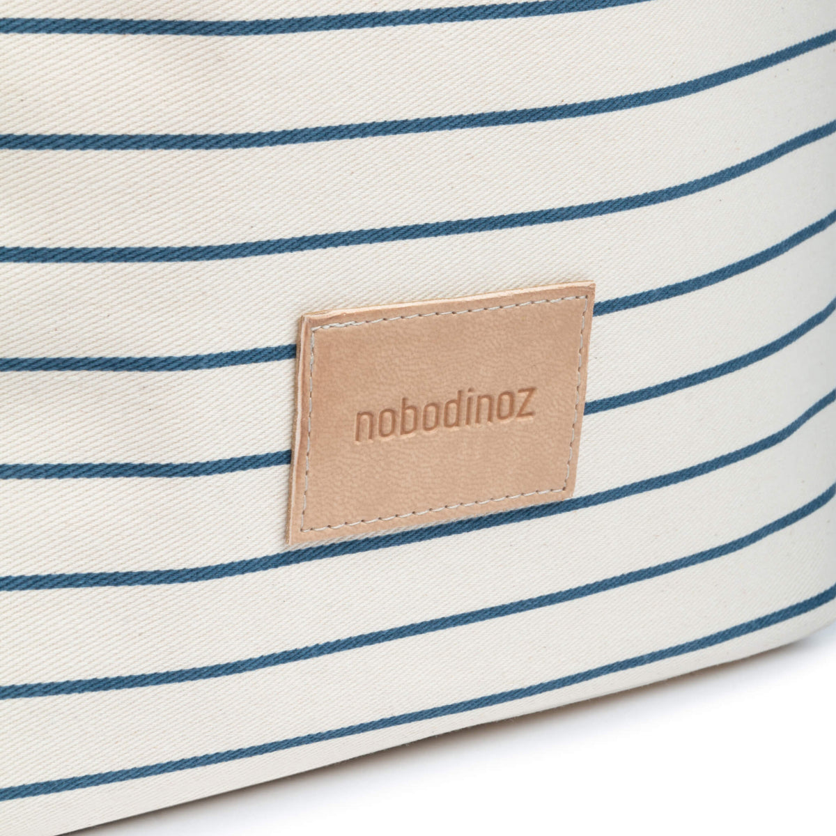 Nobodinoz Little Django Toy Basket in Blue Stripes Details