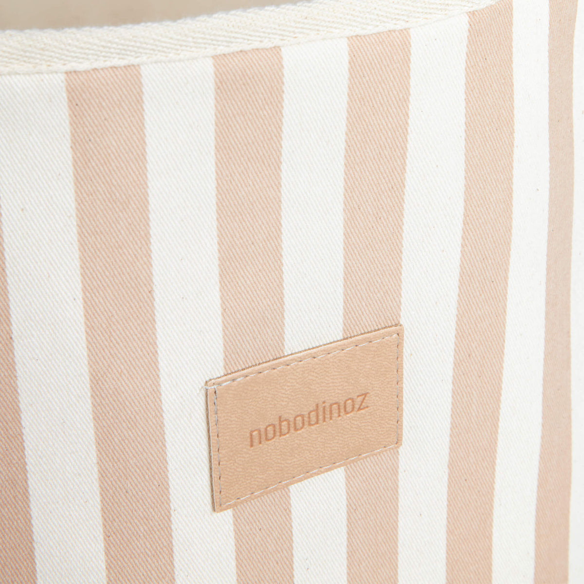 Nobodinoz Odeon Toy Bag in Taupe Stripes Details